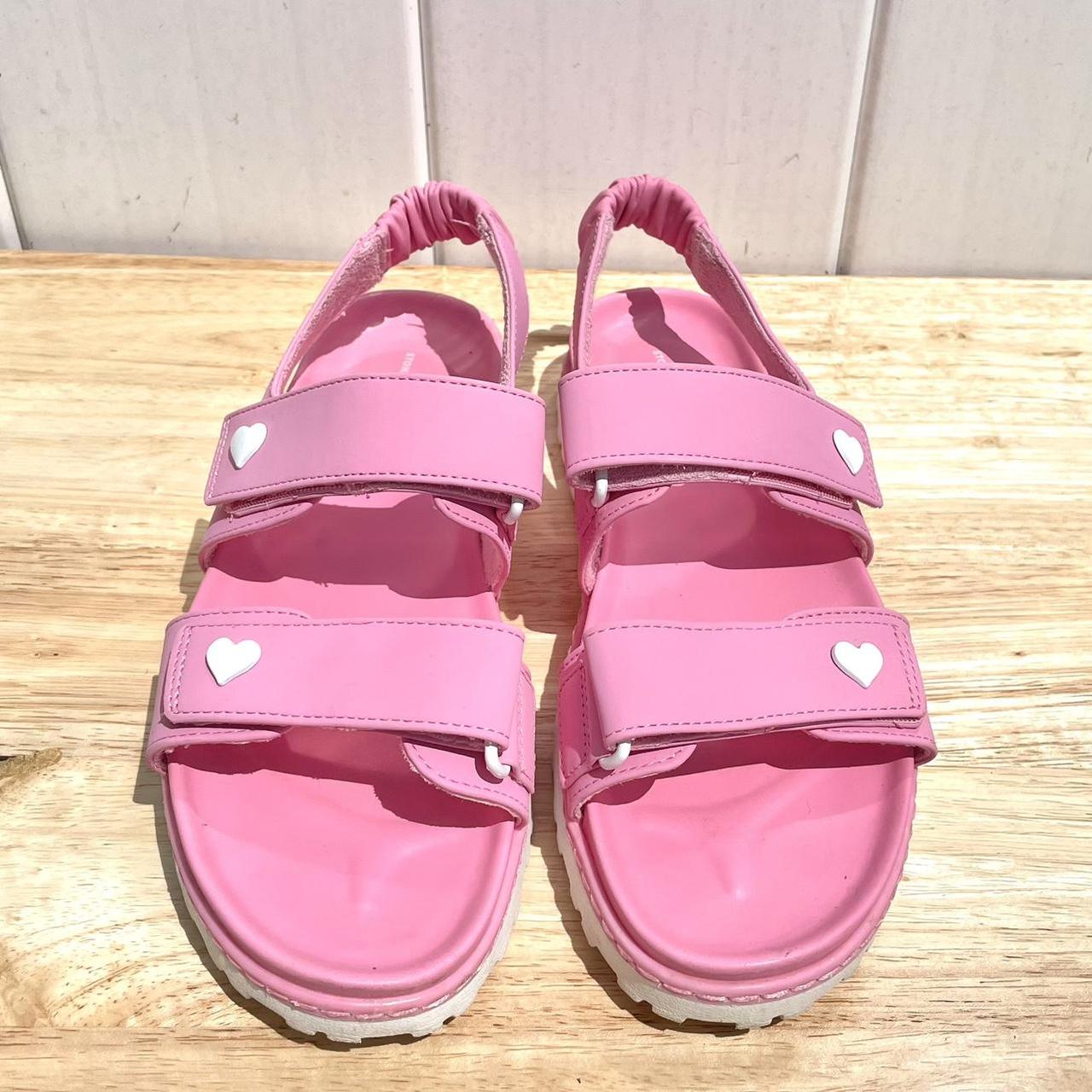 Stoney Clover Lane Women's Pink and White Sandals | Depop