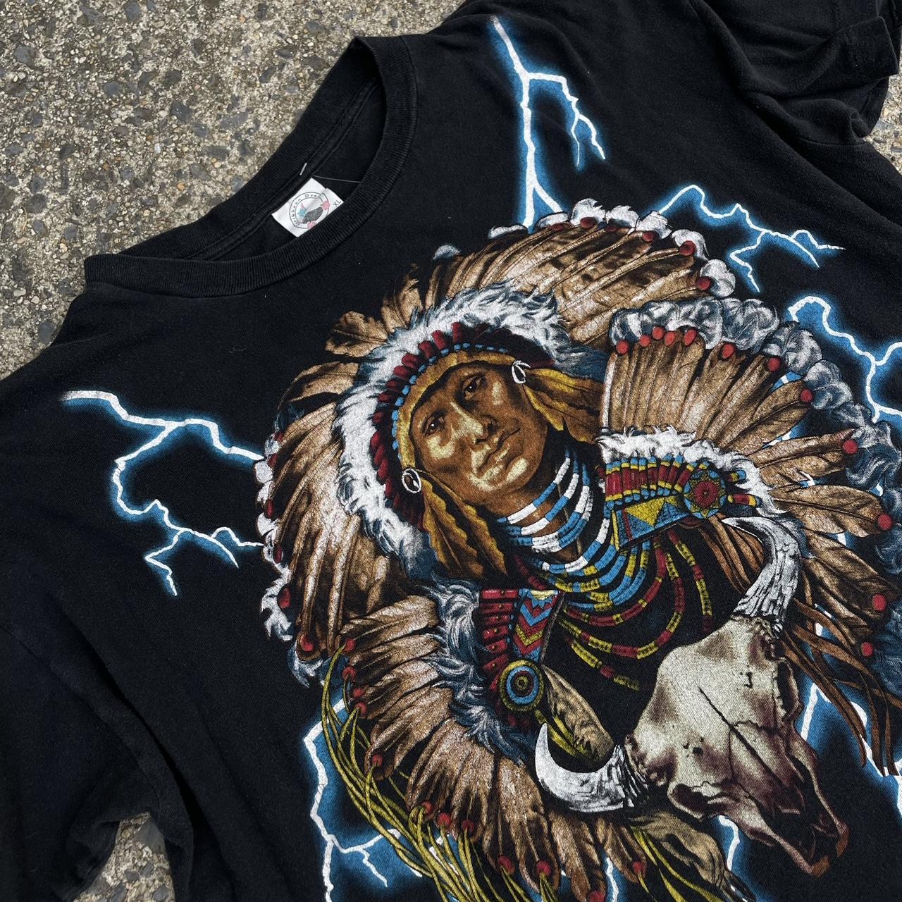 Vintage Native American and skull American Thunder... - Depop