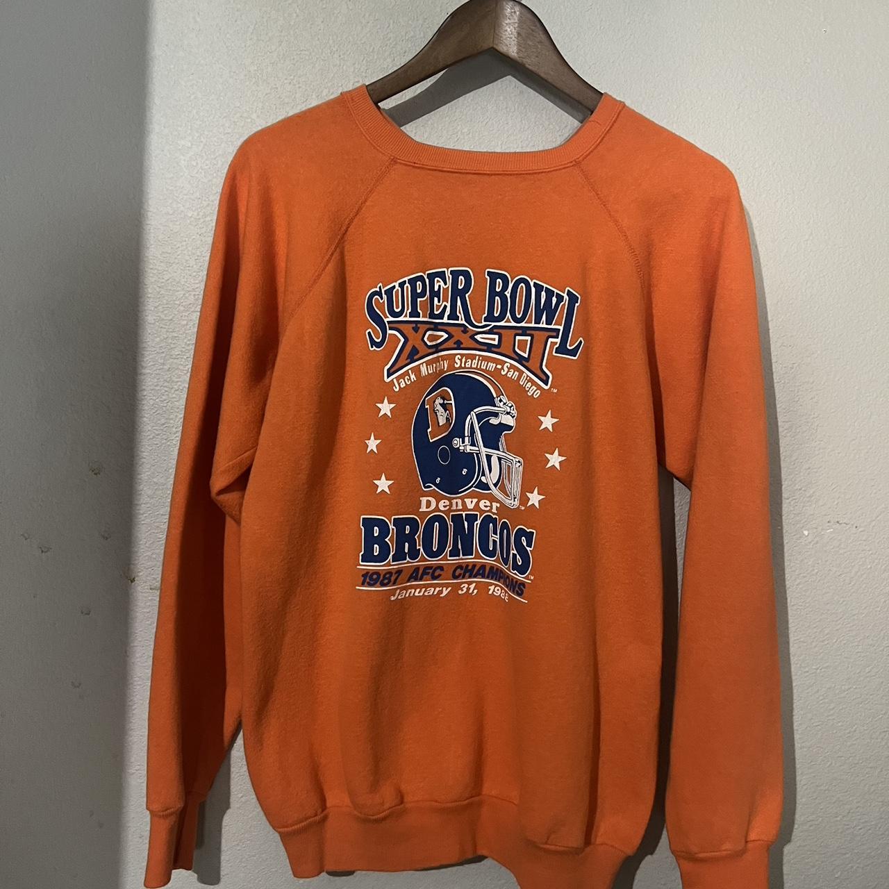 70s Vintage Orange Wool Denver Broncos Novelty Sweater, Babo – The