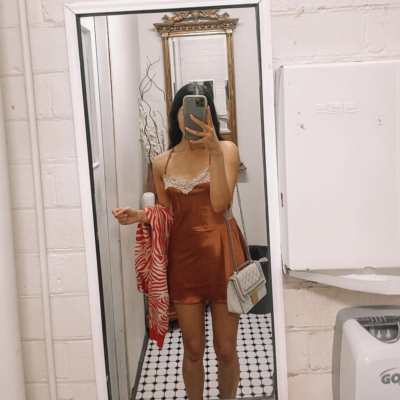 VERGE GIRL FRENCH SILK MINI SLIP DRESS IN COPPER 🍊... Depop