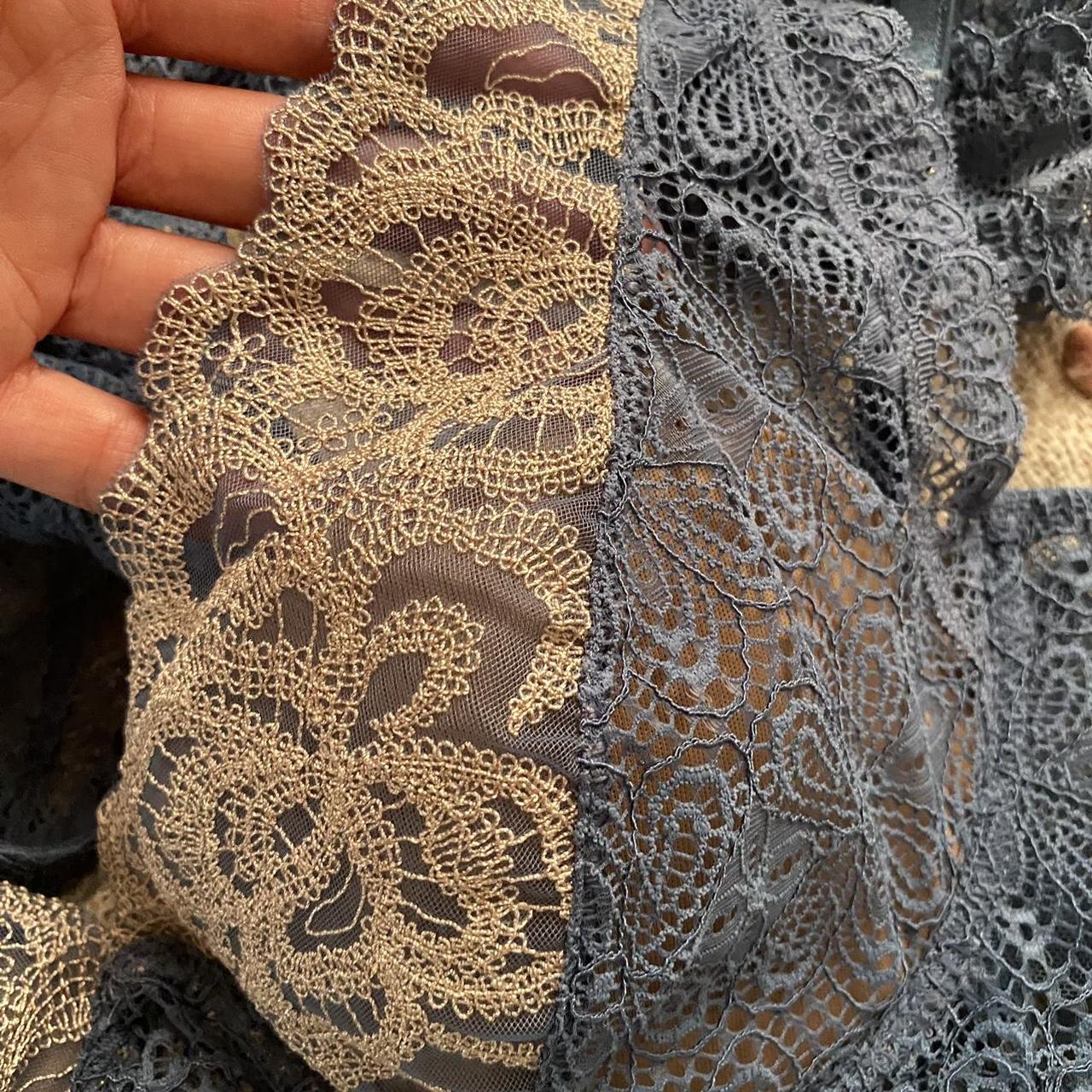 Intimissimi Women's Blue and Gold Bra Depop