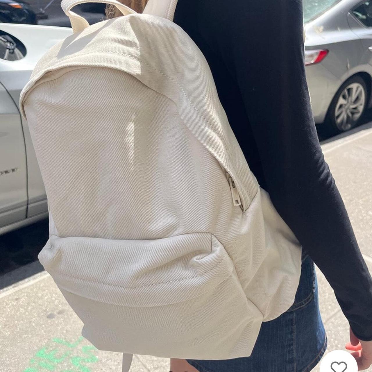 Brandy Melville ivory school backpack ajustable... - Depop