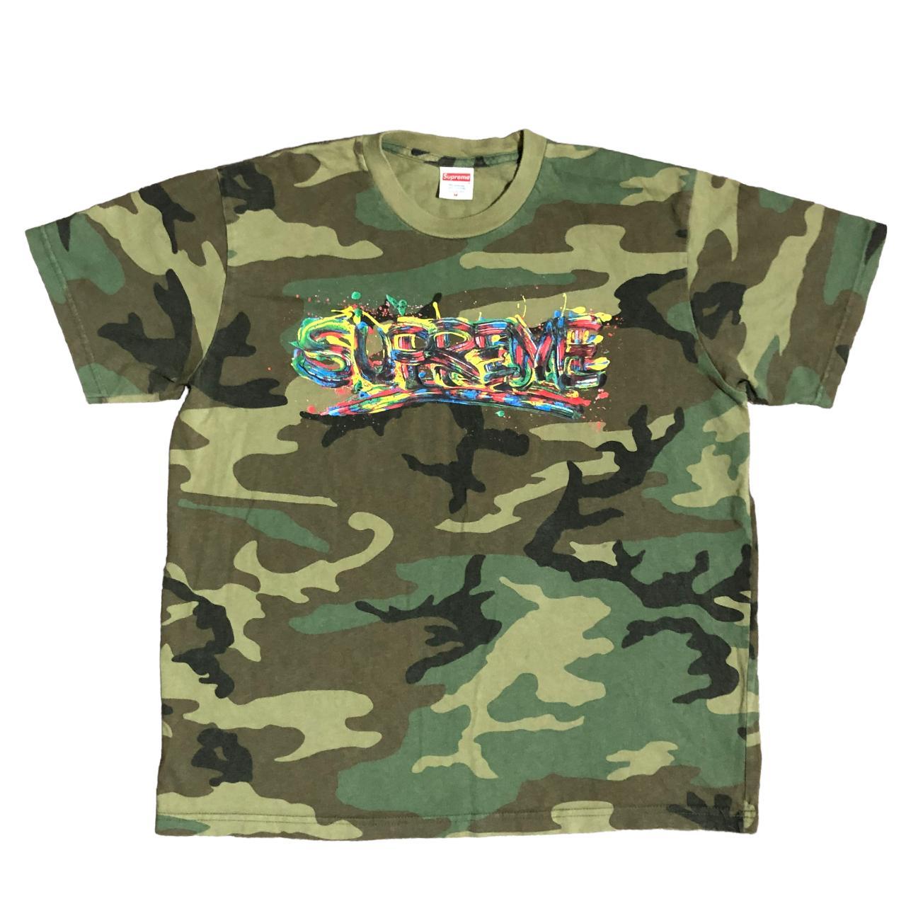 Vintage Supreme Camo T-Shirt Graffiti Medium Made in... - Depop