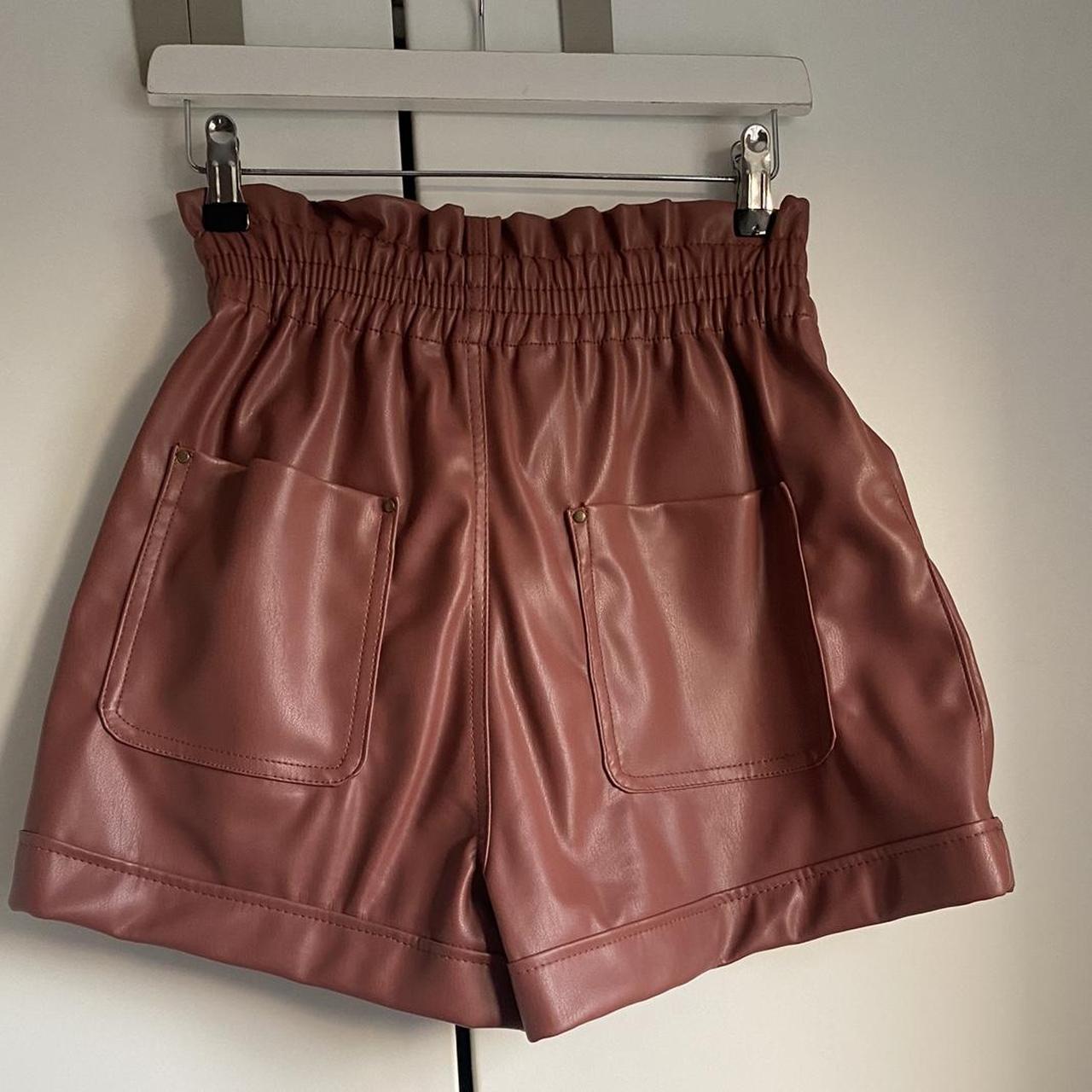 Brown Faux Leather Shorts Zara Zara Faux Leather Paperbag Bermuda