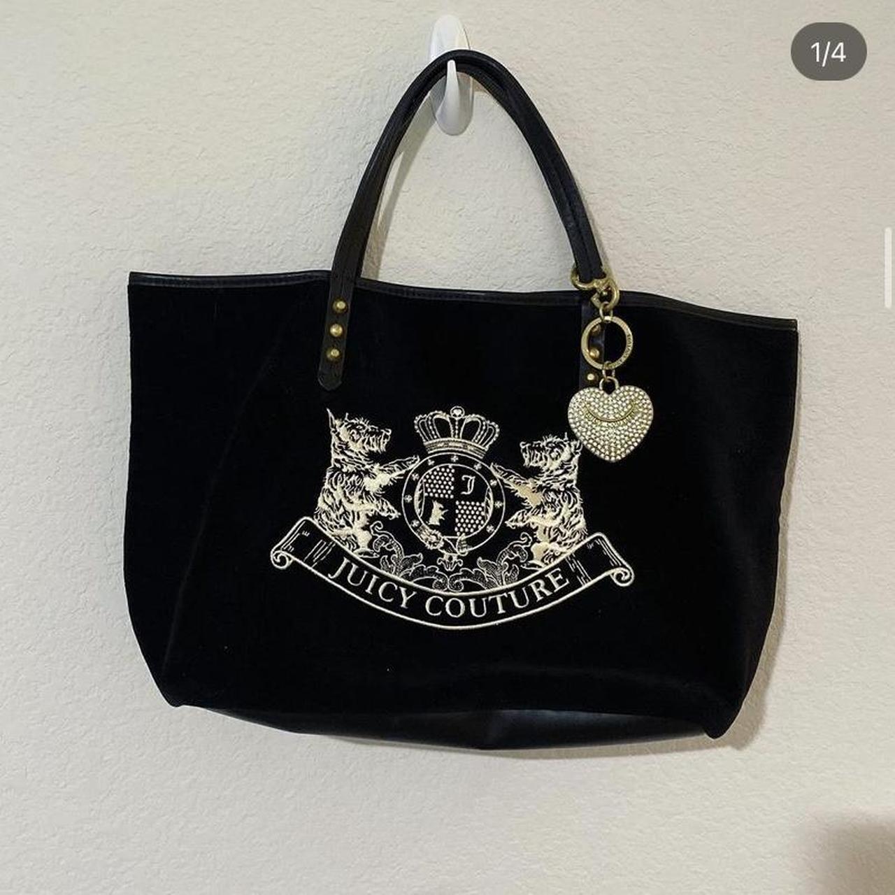 Black velour Juicy couture tote bag. Brand new and... - Depop