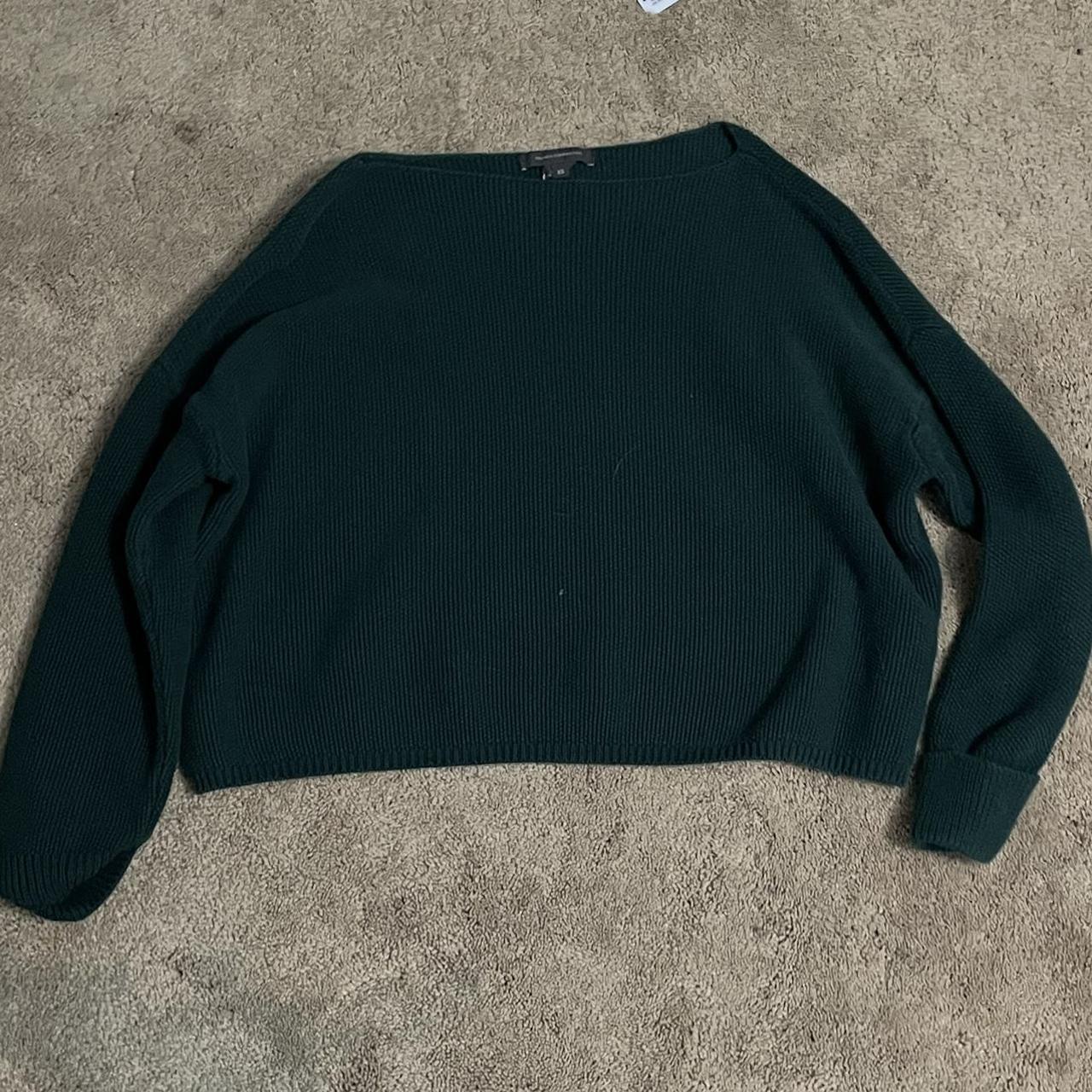 cute green scoop neck/ boat neck sweater cuffed... - Depop