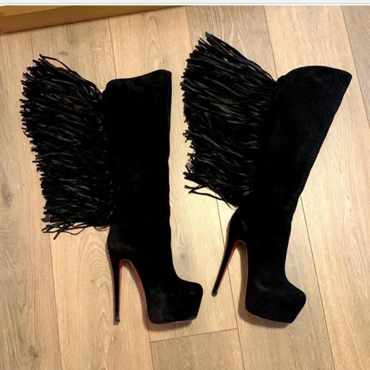 CHRISTIAN LOUBOUTIN Interlopa 160 Veau Velours Women's Boots EU Size 34