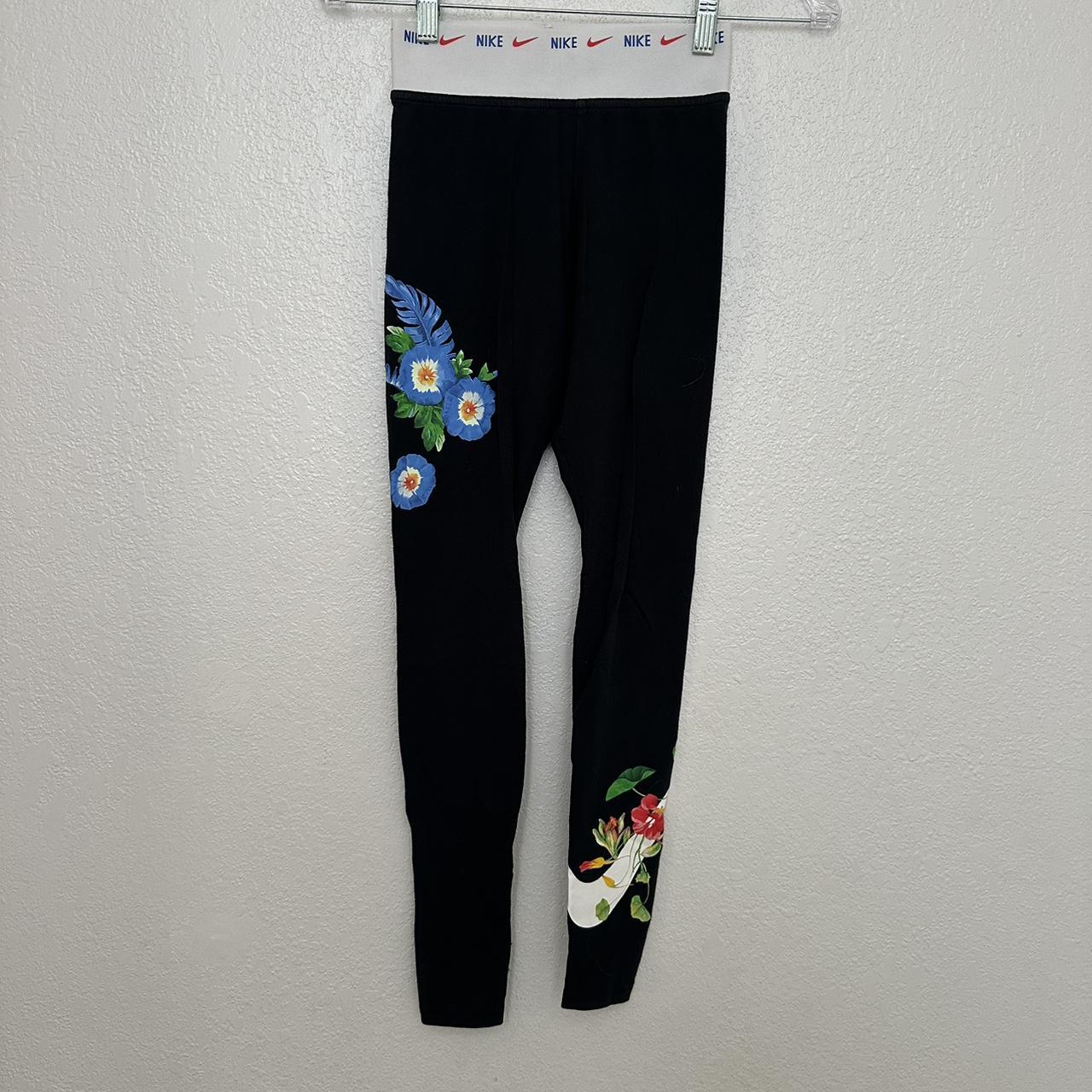 Nike floral leggings cotton material nike Depop