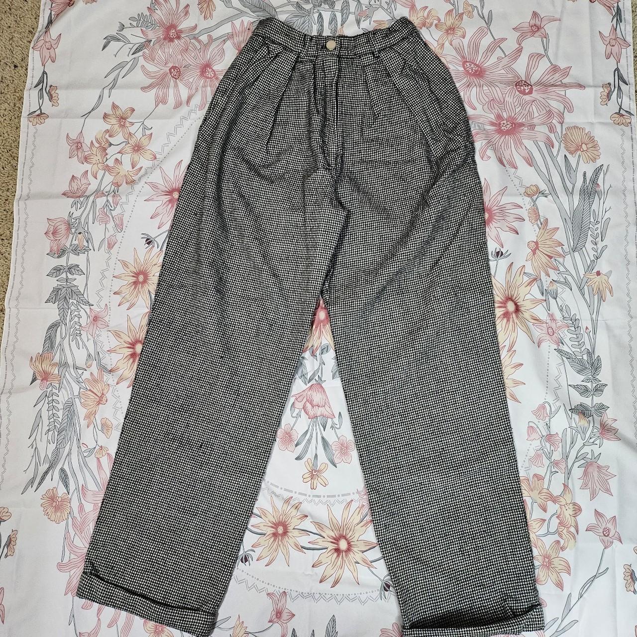 Long Plaid Wide Leg Wool Pants, Vintage Inspired Women's Pants