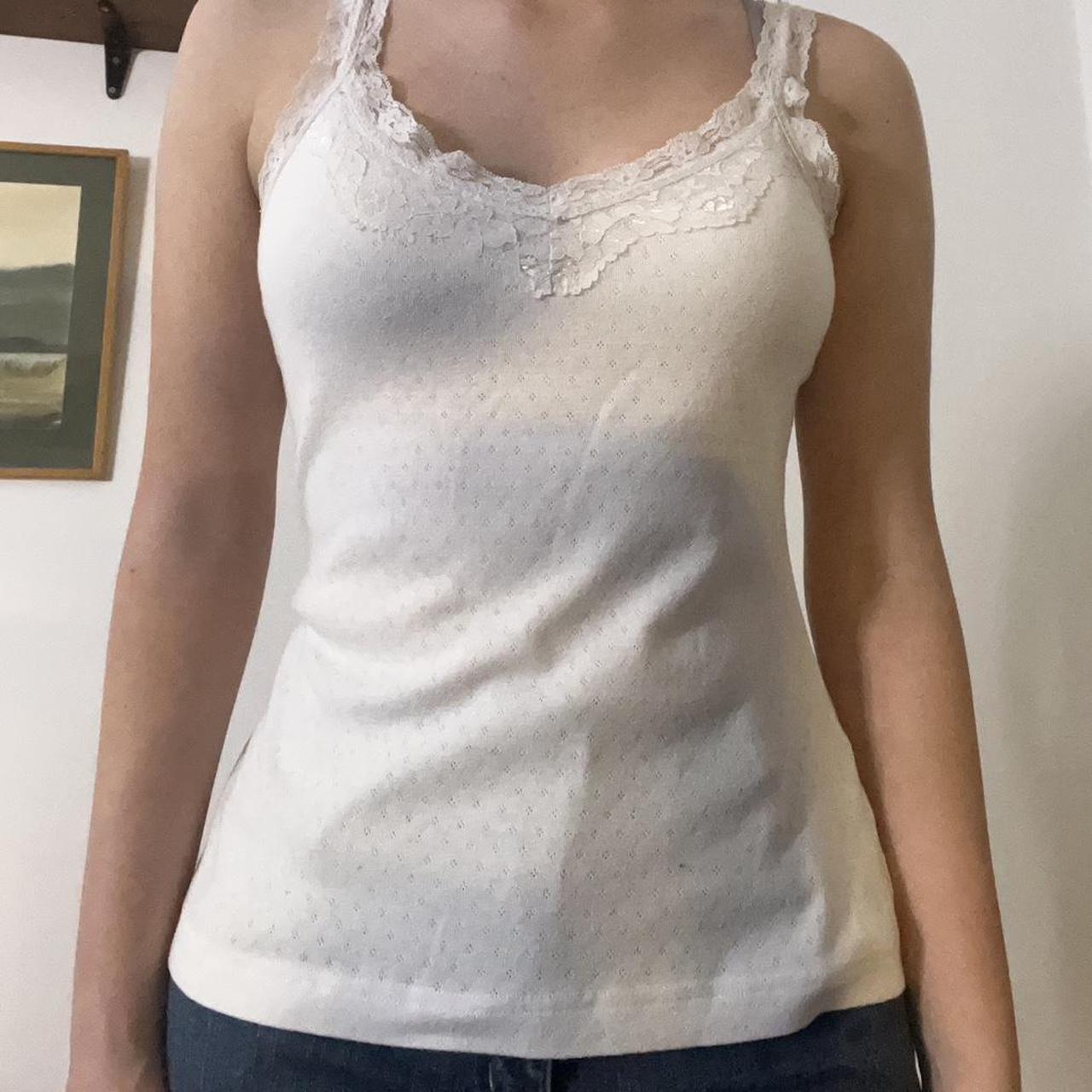 vintage lace white tank top no tag, fits like a... Depop