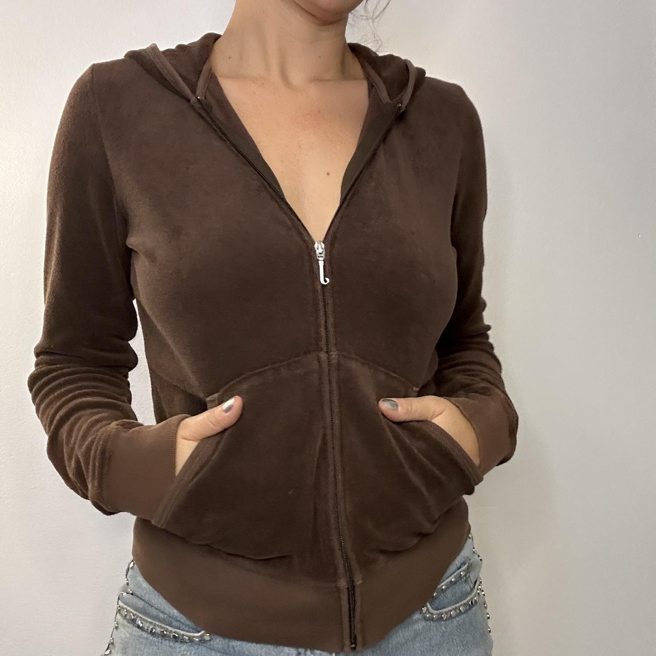 brown juicy terry cloth zip up ⛓️ size medium, no flaws! Depop