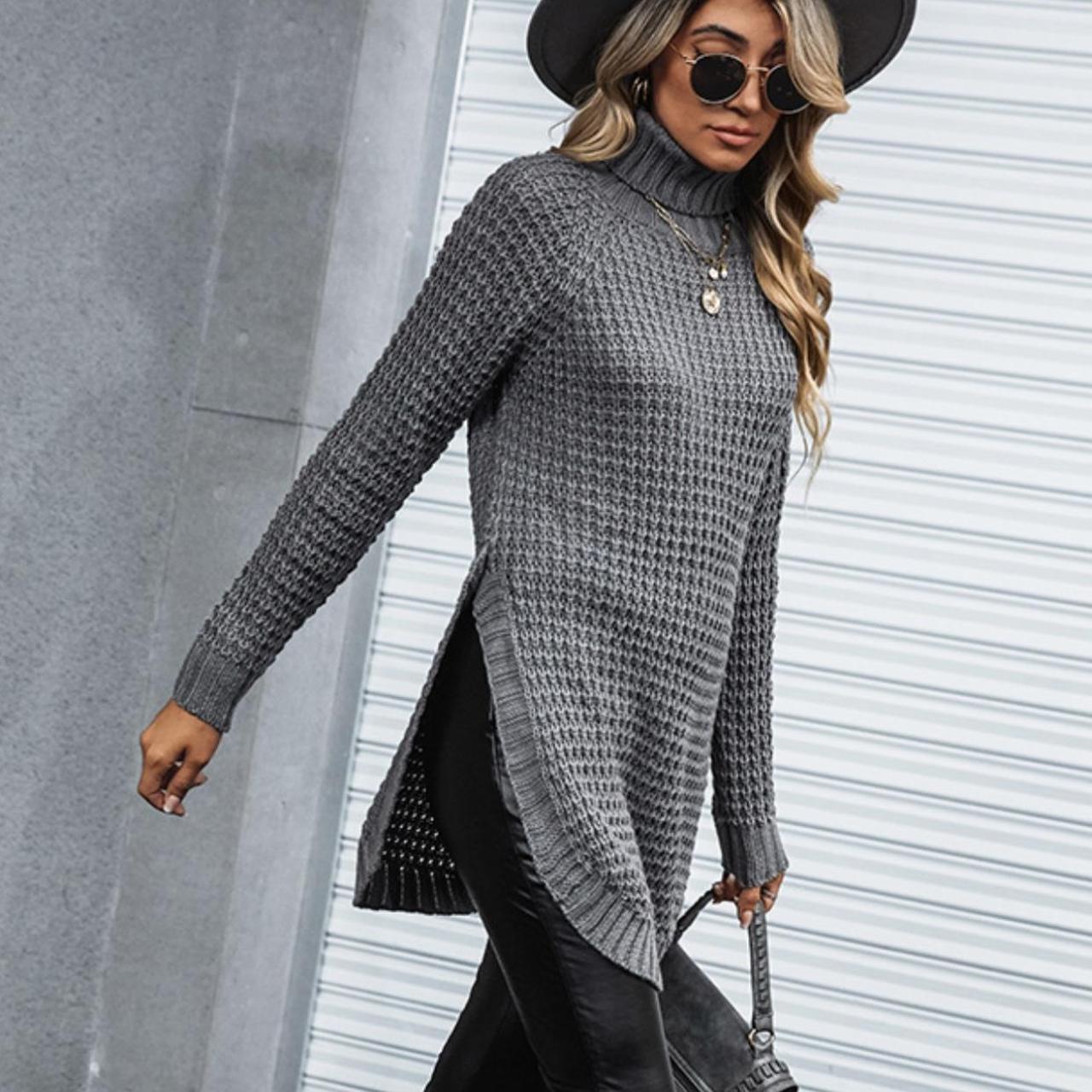 Cupshe More Than Words Turtleneck Longline Sweater Depop