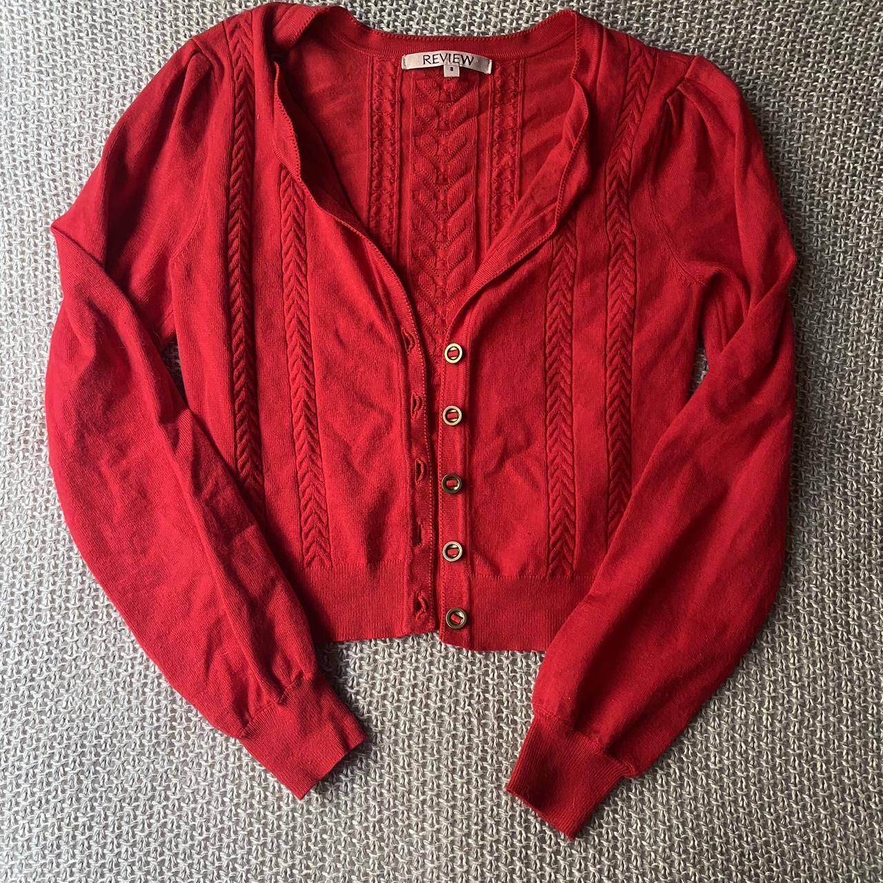 Gorgeous bright red cardigan Size 8- fairly true to... - Depop