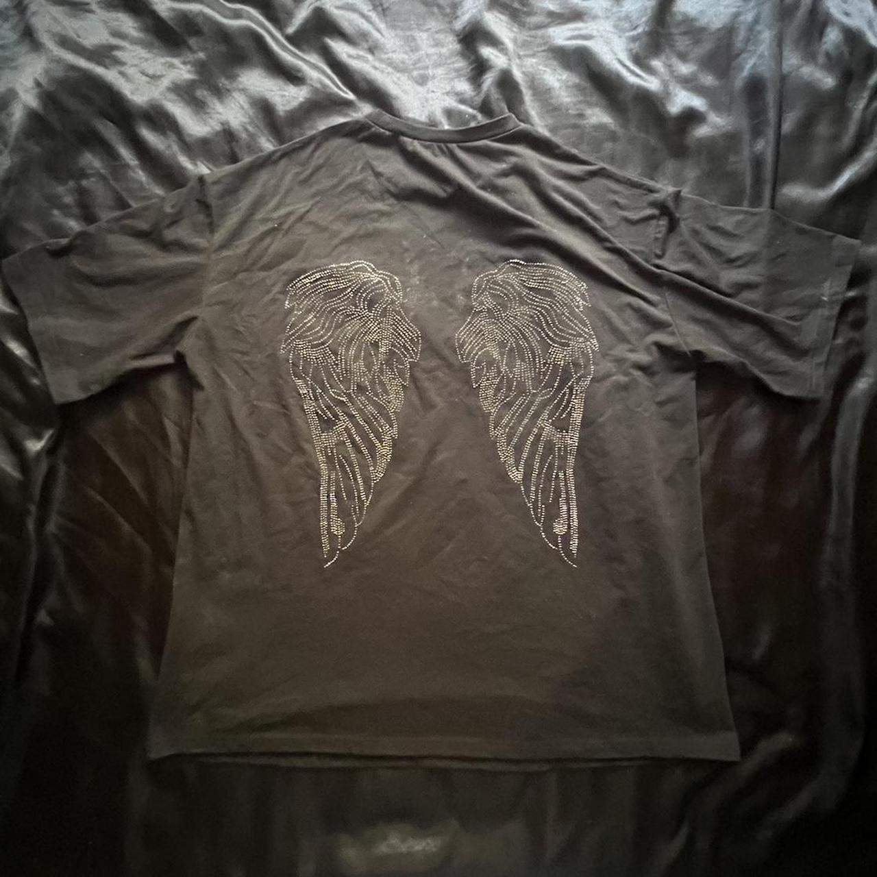 rhinestone angel wings t-shirt 👼 size... - Depop