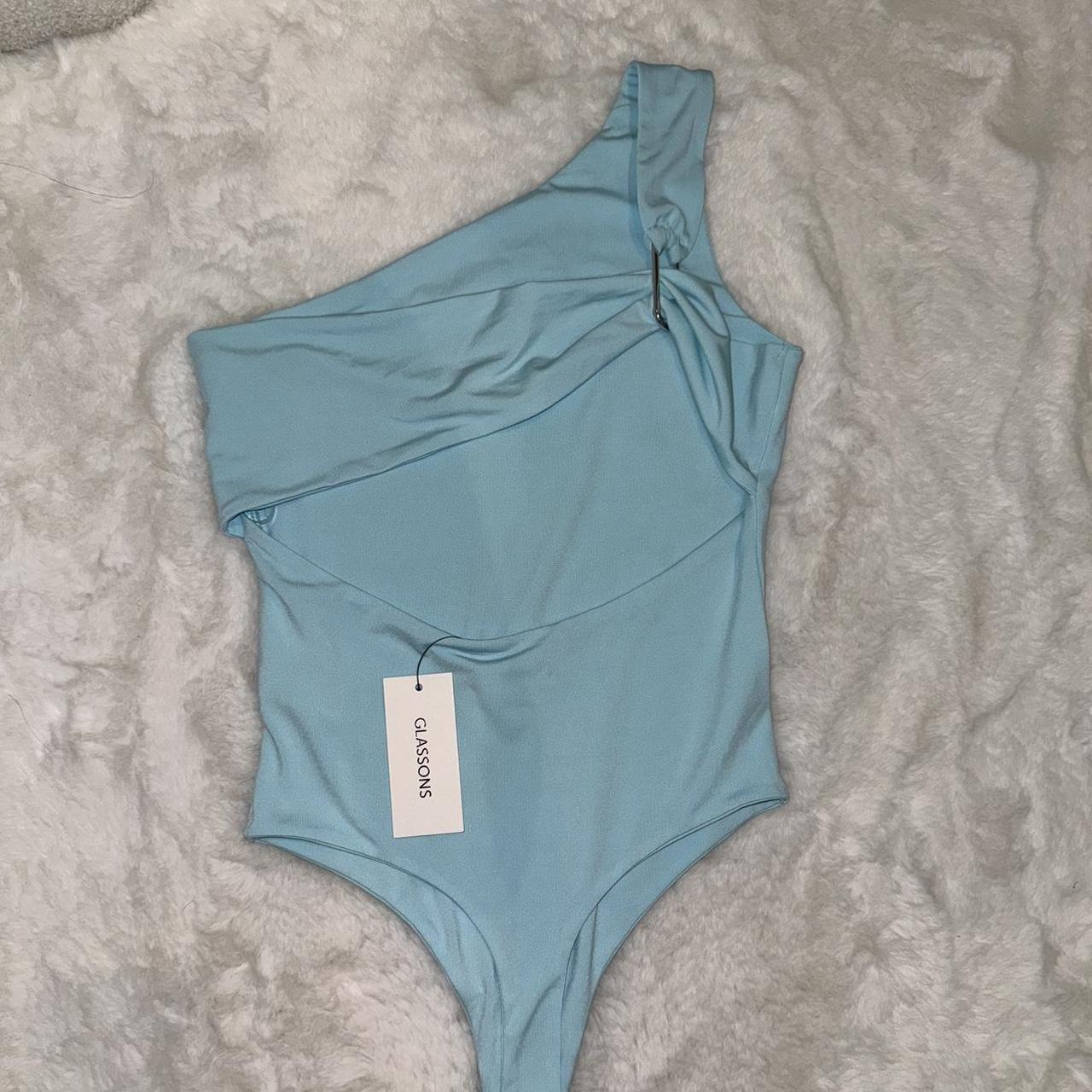 One shoulder baby blue bodysuit💙 (brand new with... - Depop