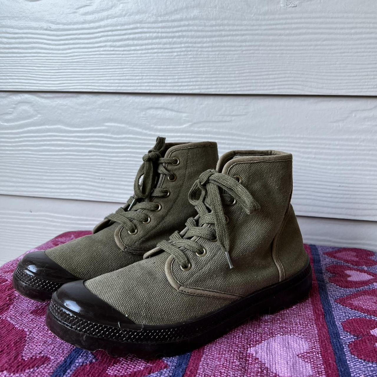 Dark Green Military Sneakers - Some very slight... - Depop