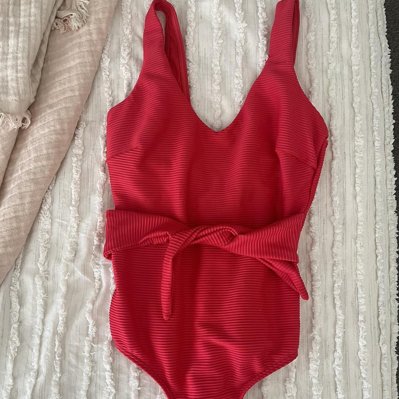 Red One Piece Swimsuit Tie Front Worn once swimwear... Depop