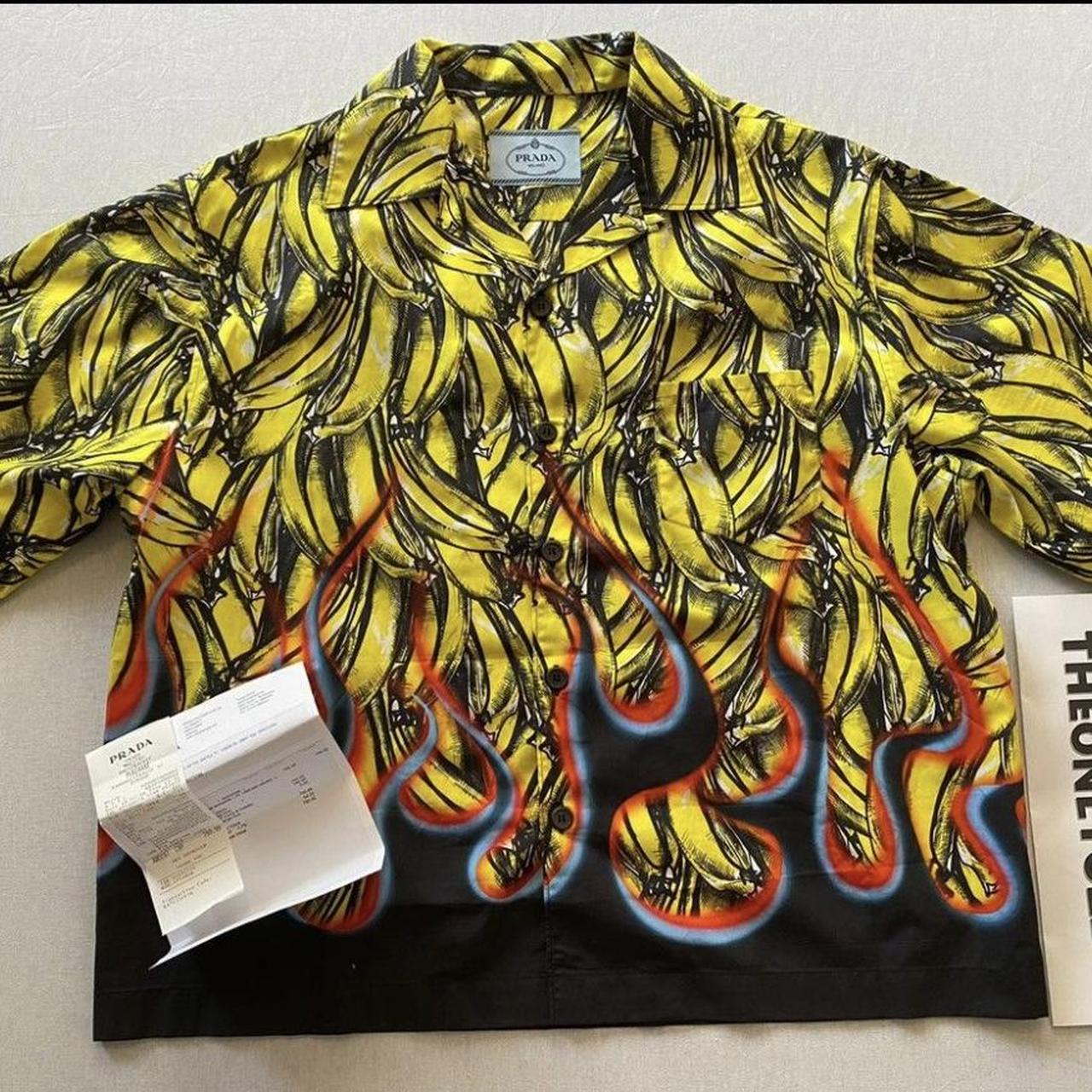 Prada Banana Flame Camp Shirt size L Cotton. Depop