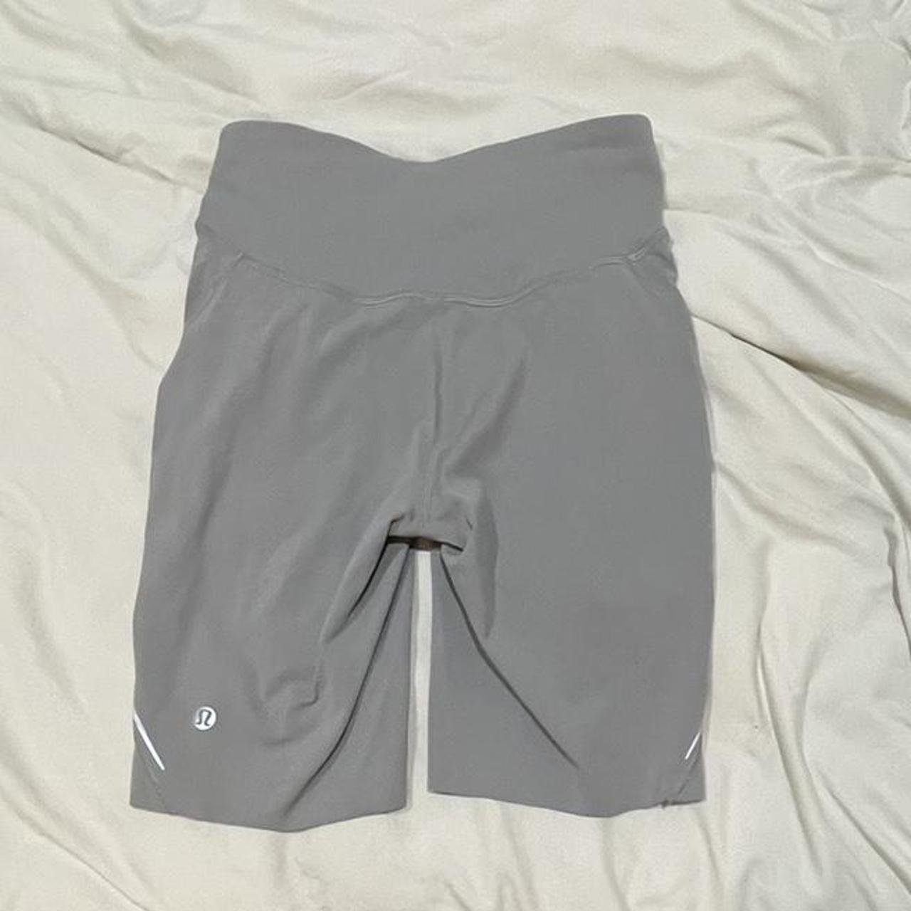 Grey lululemon running biker shorts Size 4 Depop