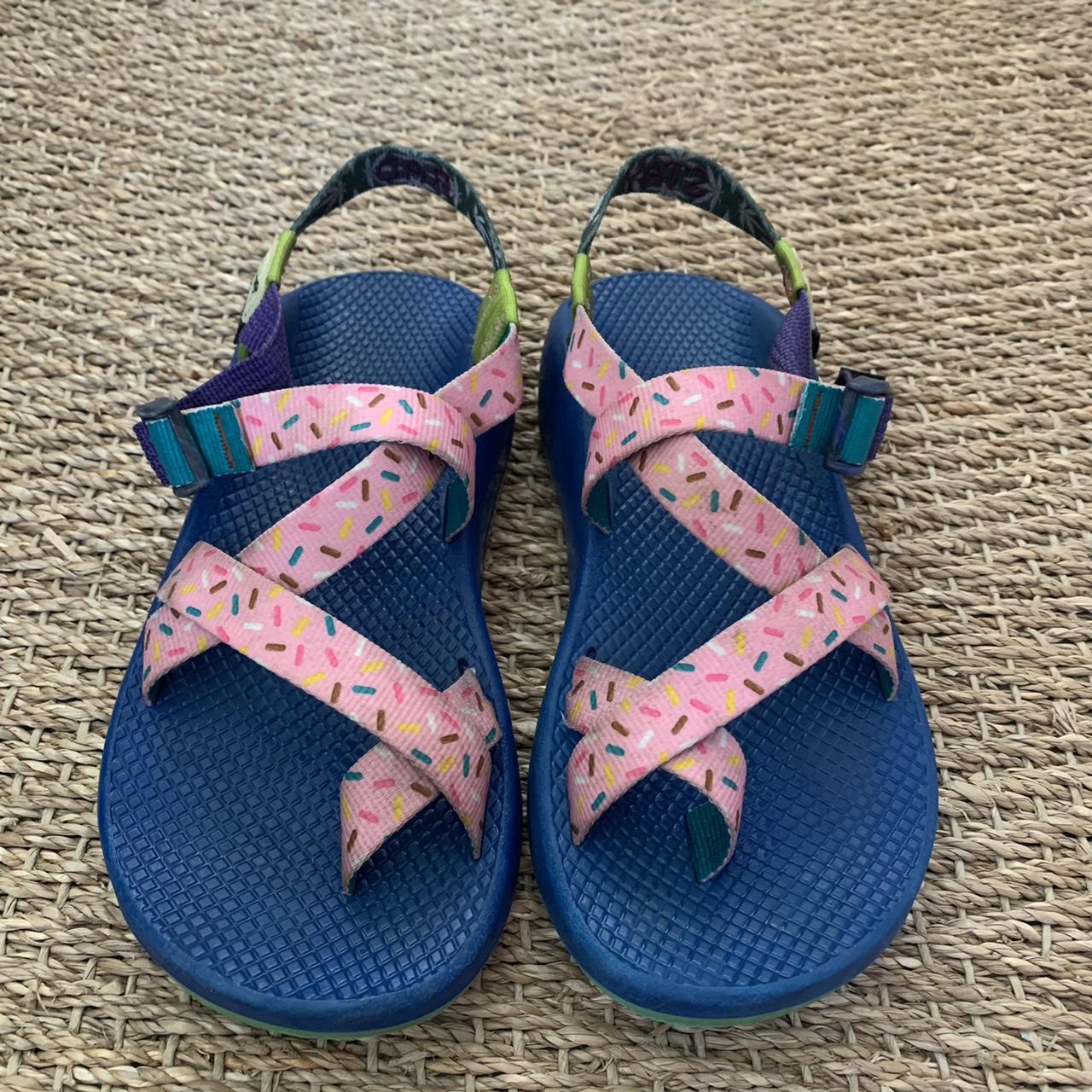 custom made chaco sandals blue platform with pink