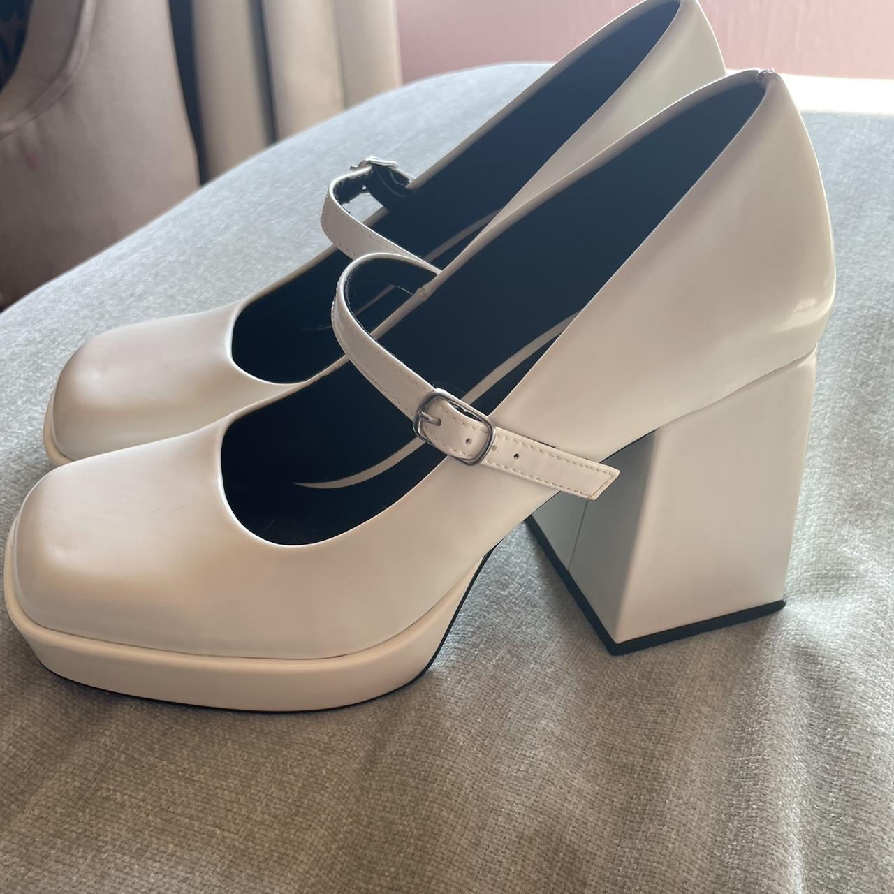 Monki white Mary Jane platform heels Size 5 (38),... Depop