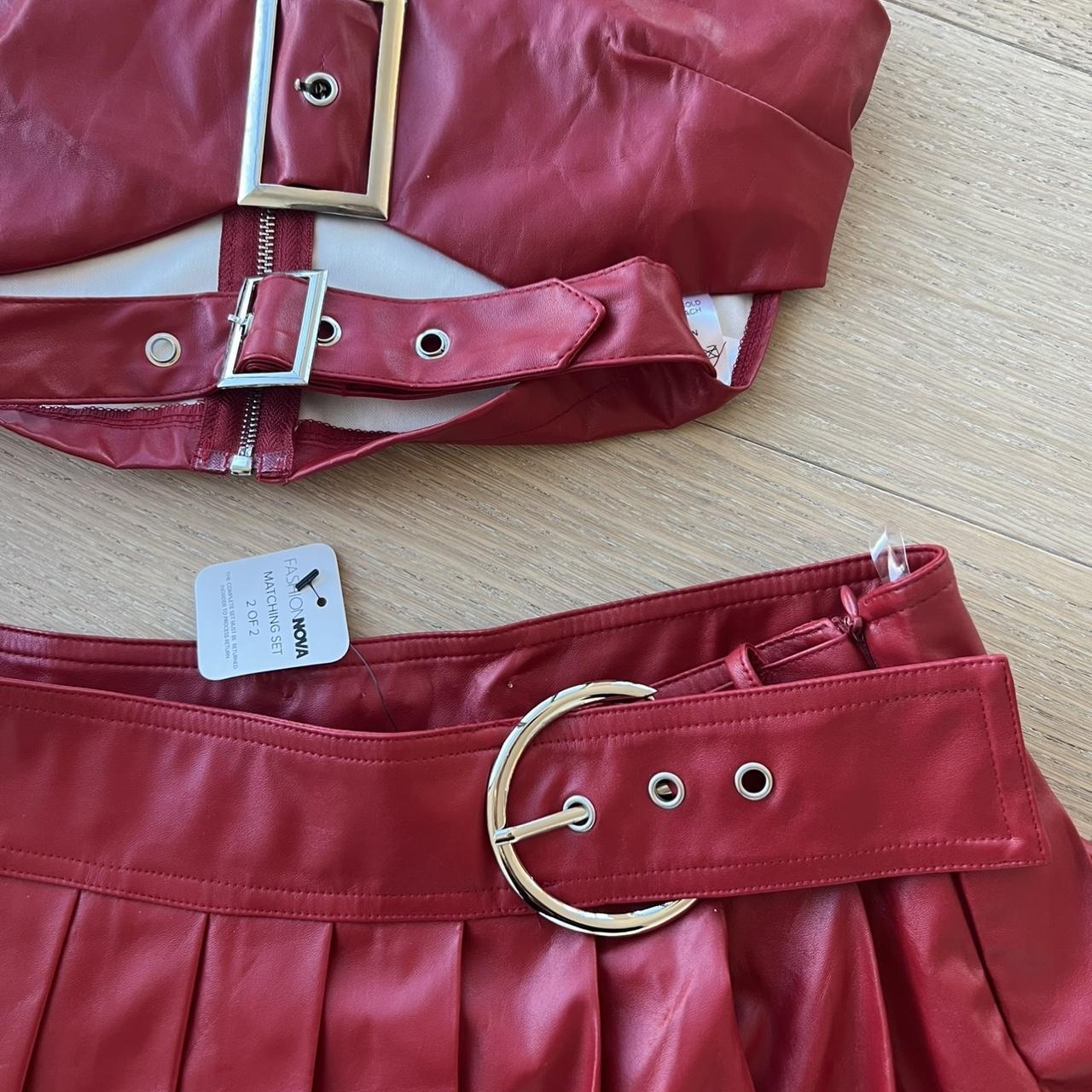 Fashion nova red outlet leather skirt