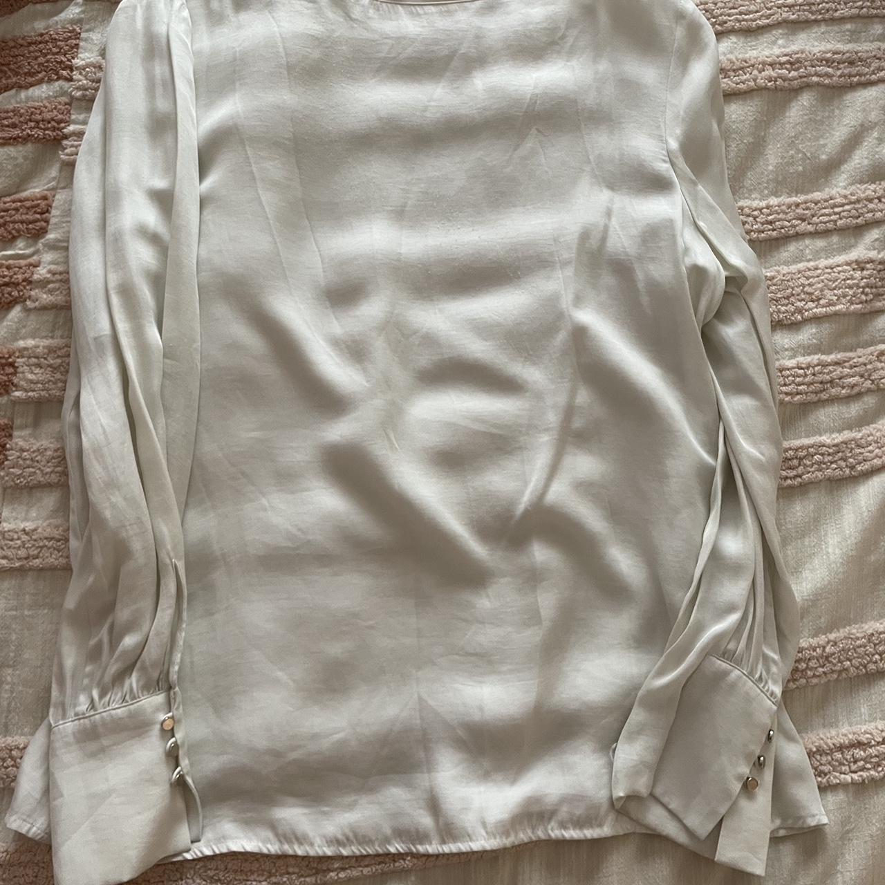 Veronica Maine size 12 long sleeved shirt Cream/off... - Depop