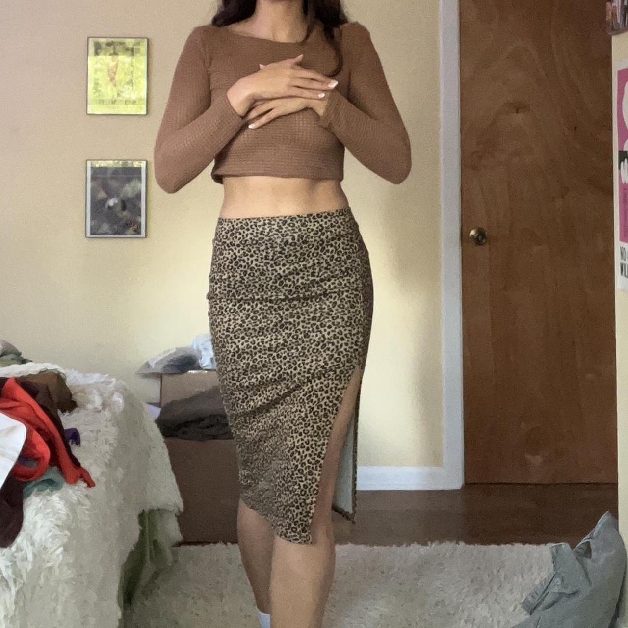 Cheetah midi skirt with slit