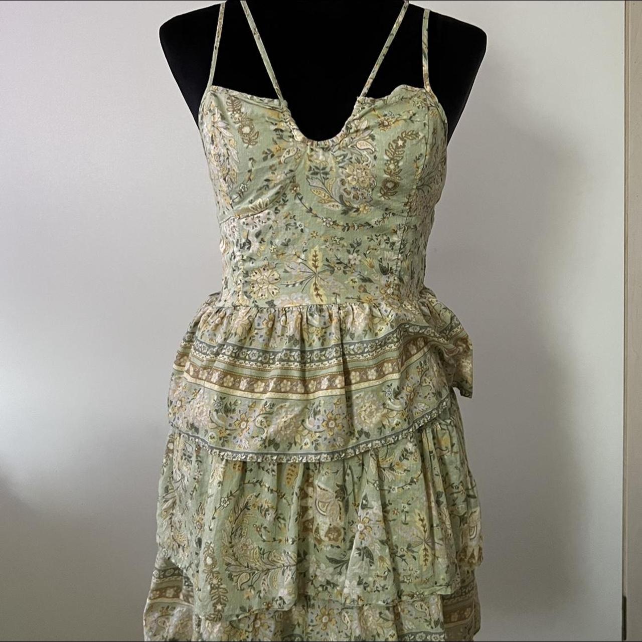 American Eagle Women's Khaki and Green Dress Depop