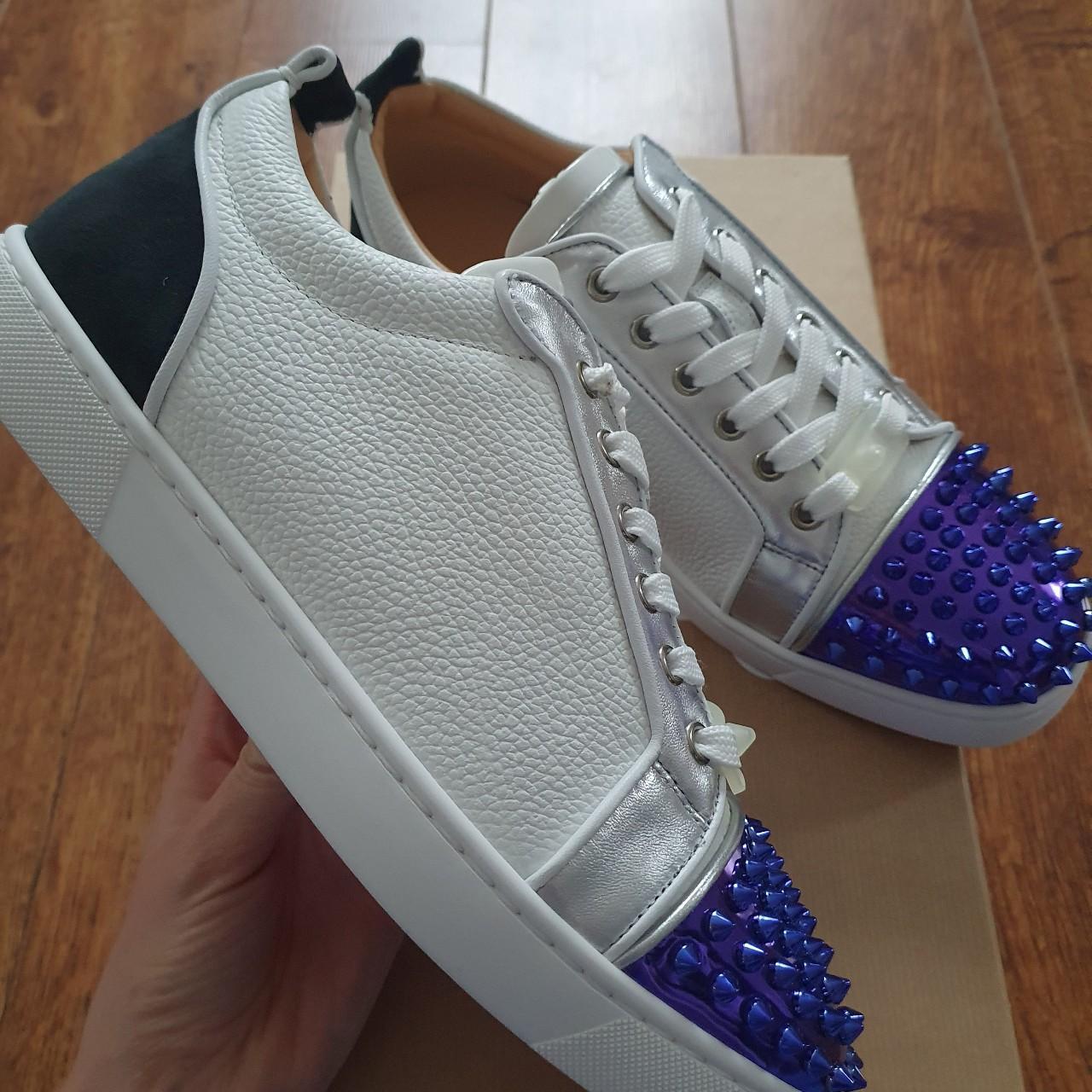 White with Blue Spikes Christian Depop
