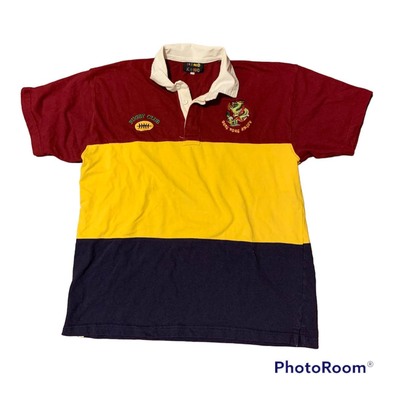 American Vintage Men's Yellow and Burgundy Polo-shirts