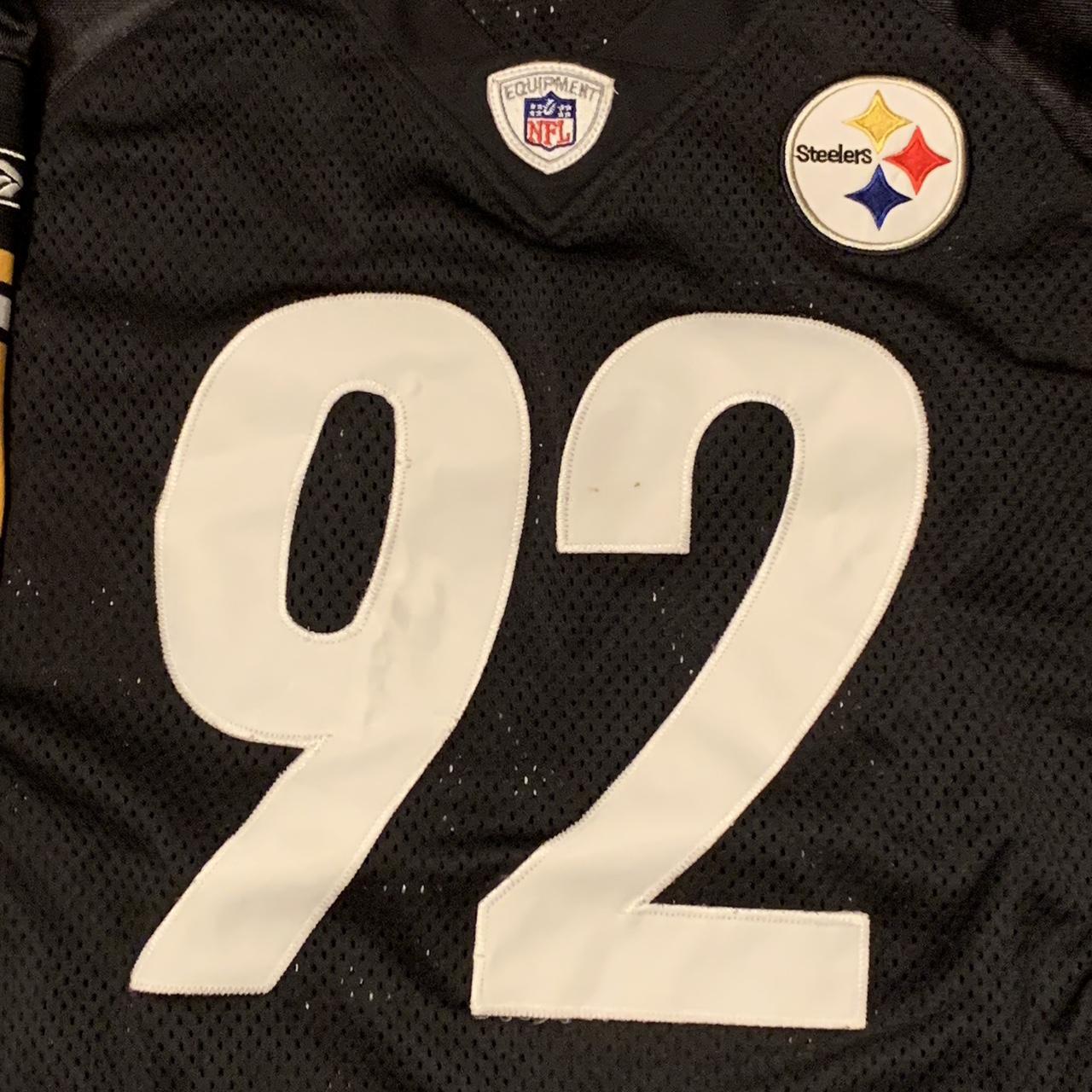 Reebok NFL Pittsburgh Steelers Jersey 92 Harrison in Black Size 52 Sewn