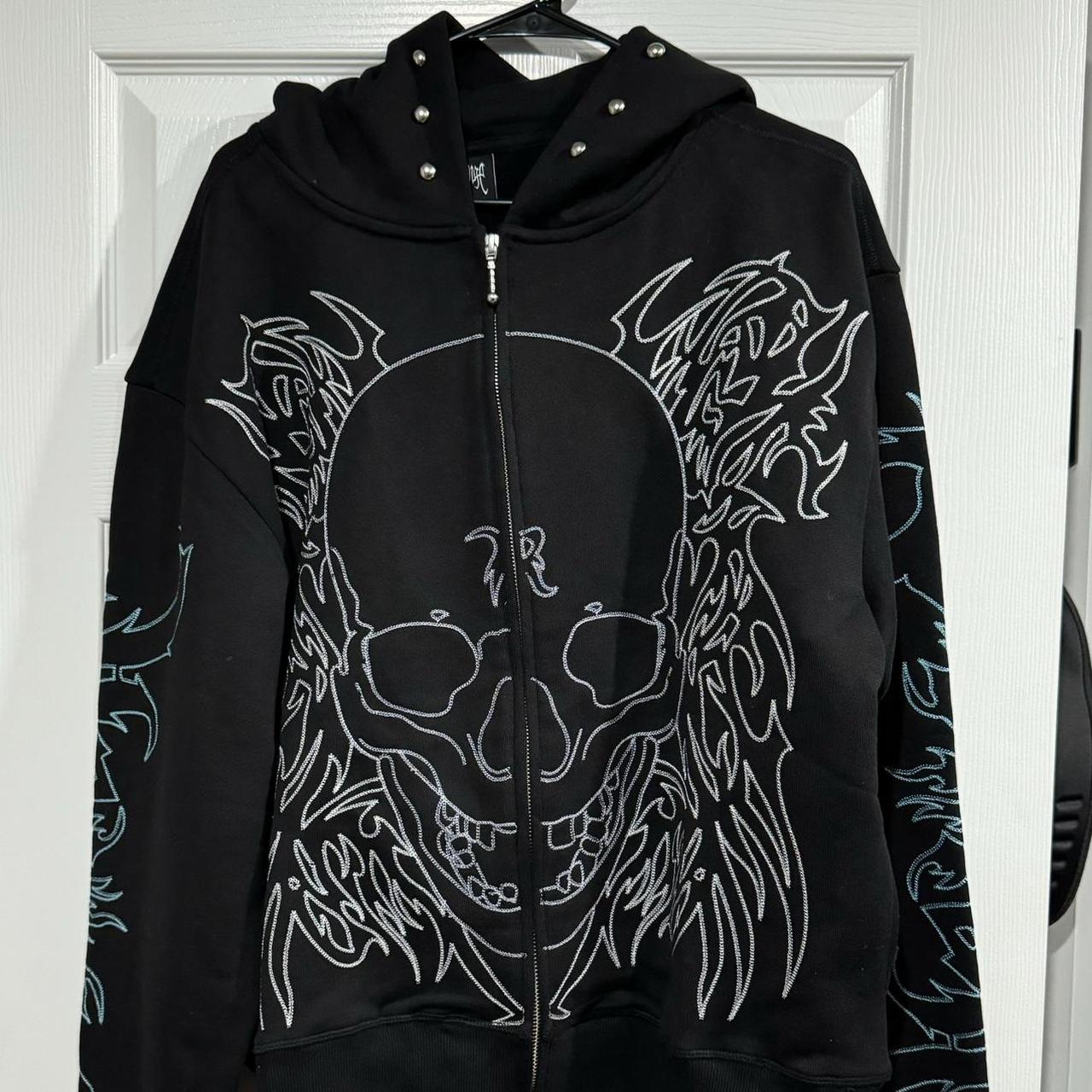Revenge tribal skull studded vintage zip up This | Depop