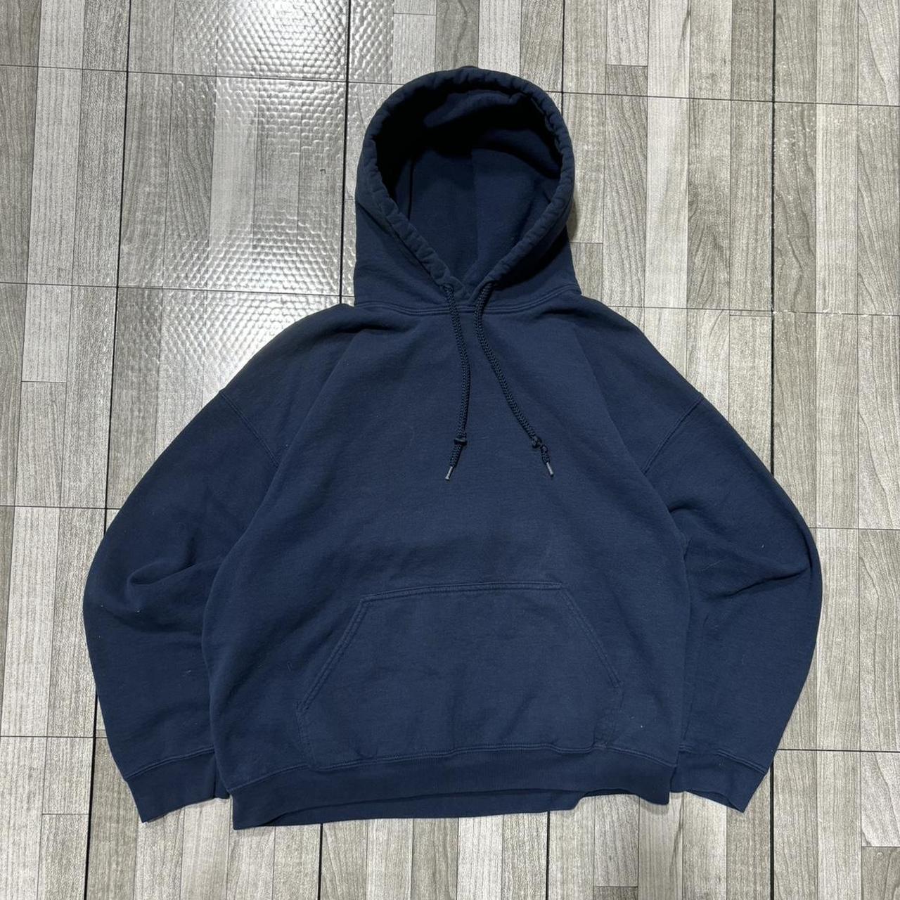 Thick navy blank hoodie - Depop