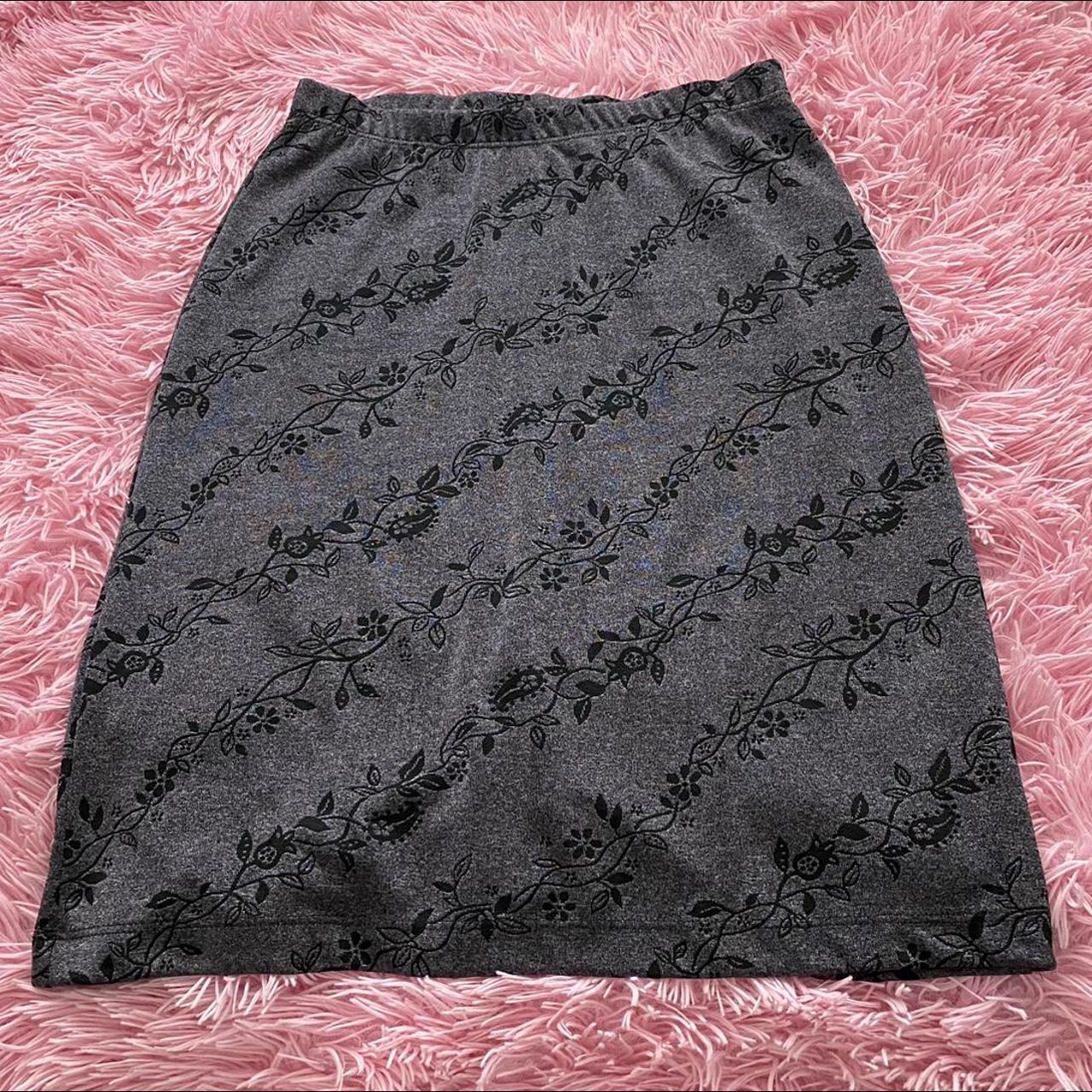 Purple midi skirt with black designs. No flaws... - Depop