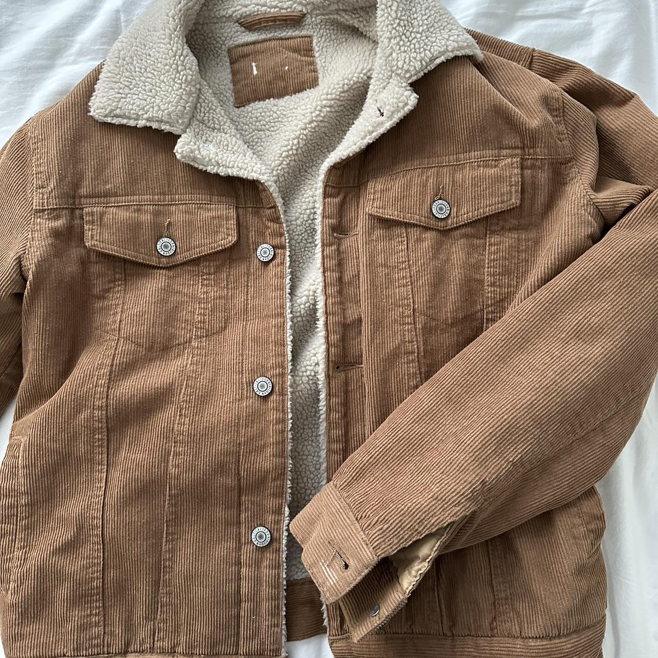 Brandy Melville fuzzy corduroy jacket - Depop