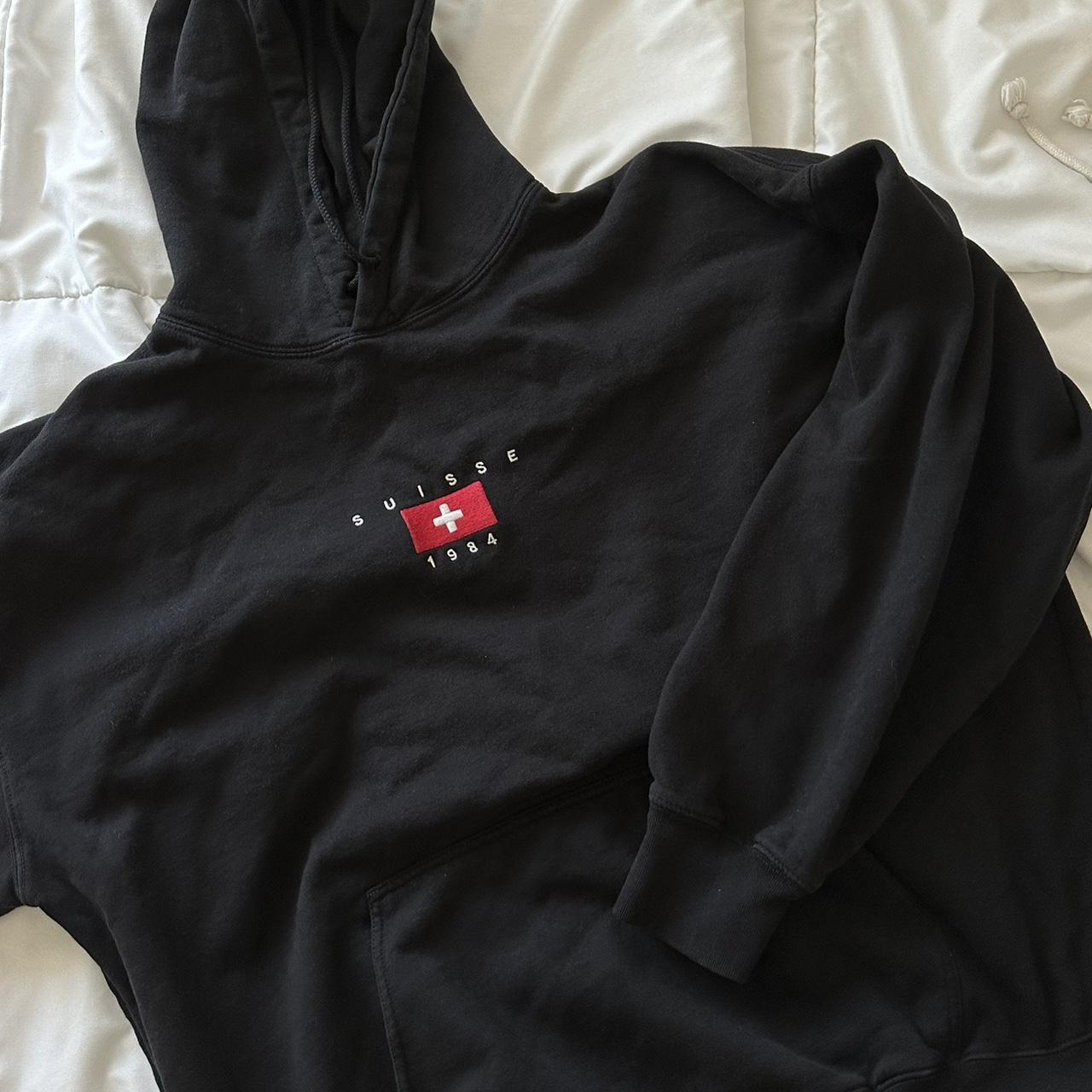Brandy Melville black oversized Switzerland hoodie Depop