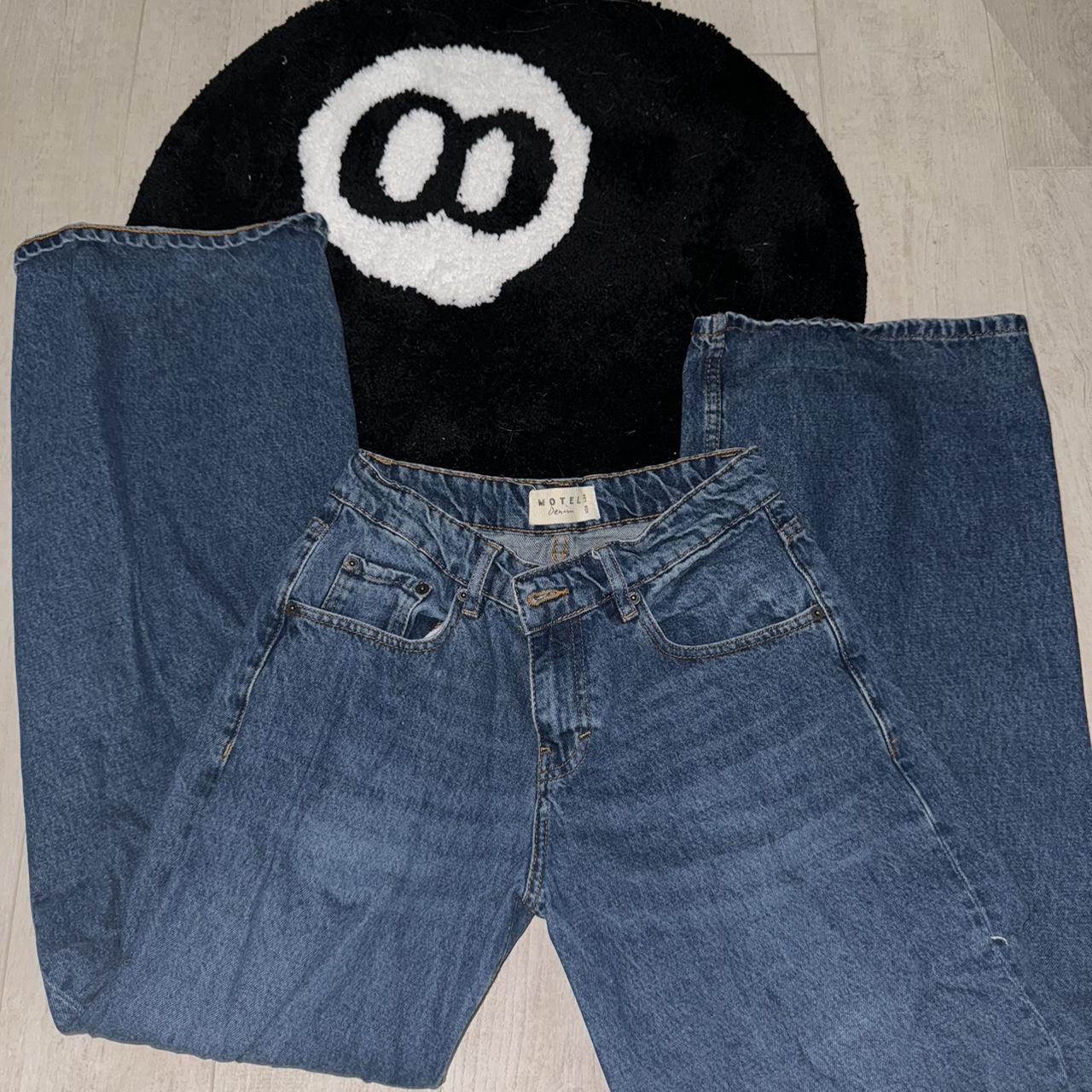 MOTEL denim Dark blue super low rise jeans Baggy... Depop