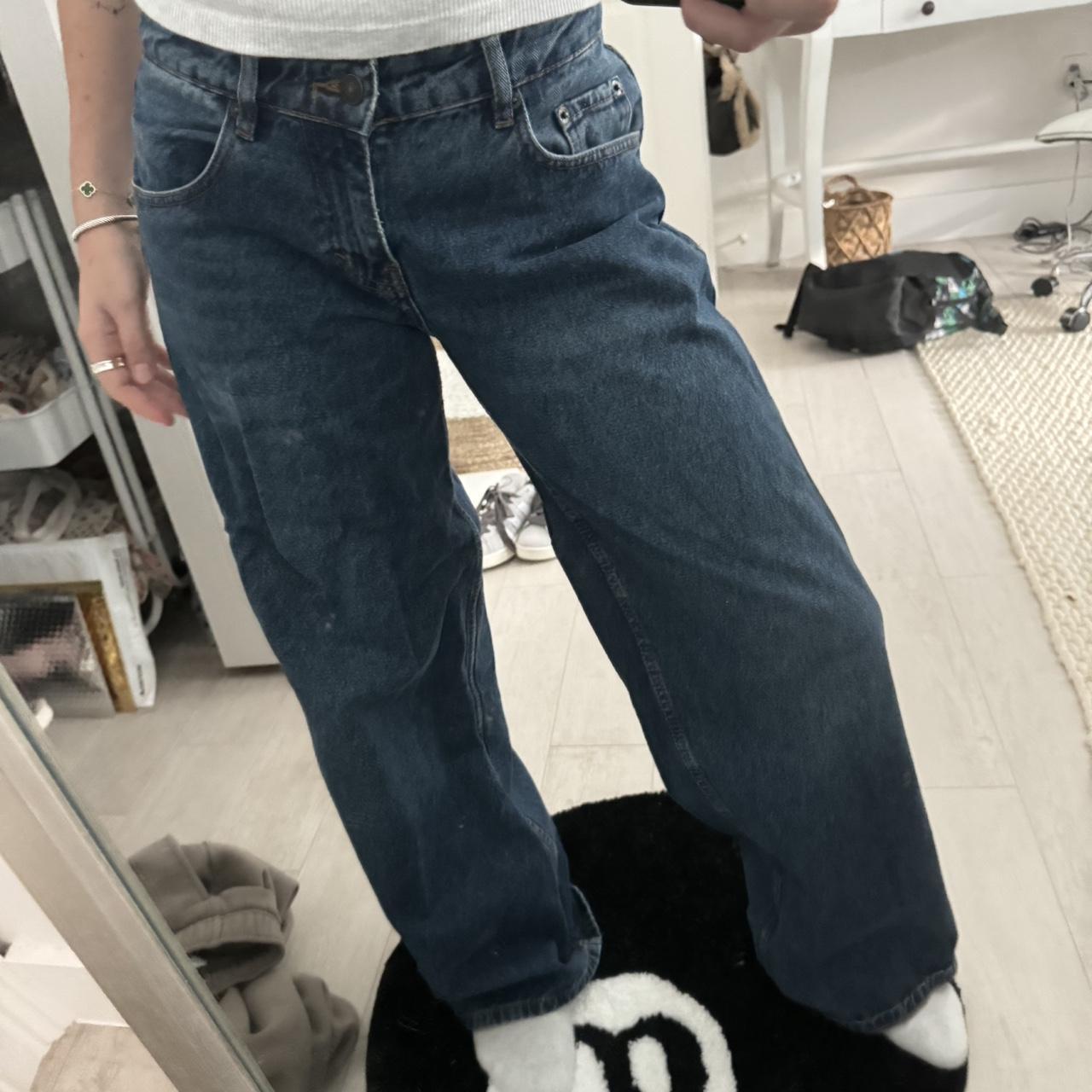 MOTEL denim Dark blue super low rise jeans Baggy... Depop