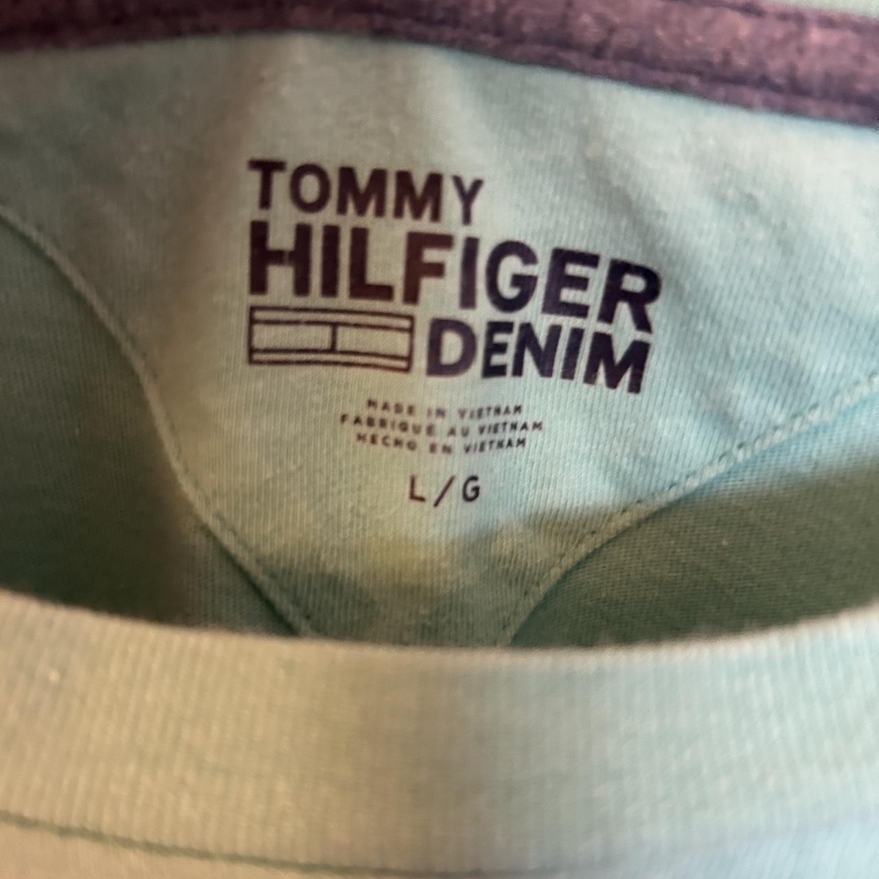 Tommy Hilfiger Men's Blue and Yellow T-shirt | Depop