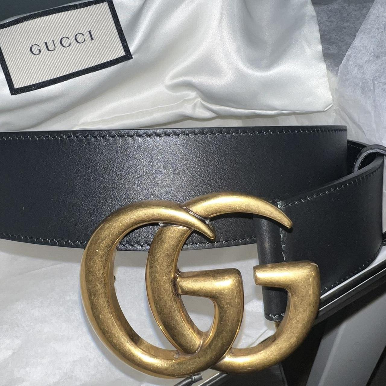 REAL GUCCI BELT - 1000/80/Leather belt with Double G... - Depop