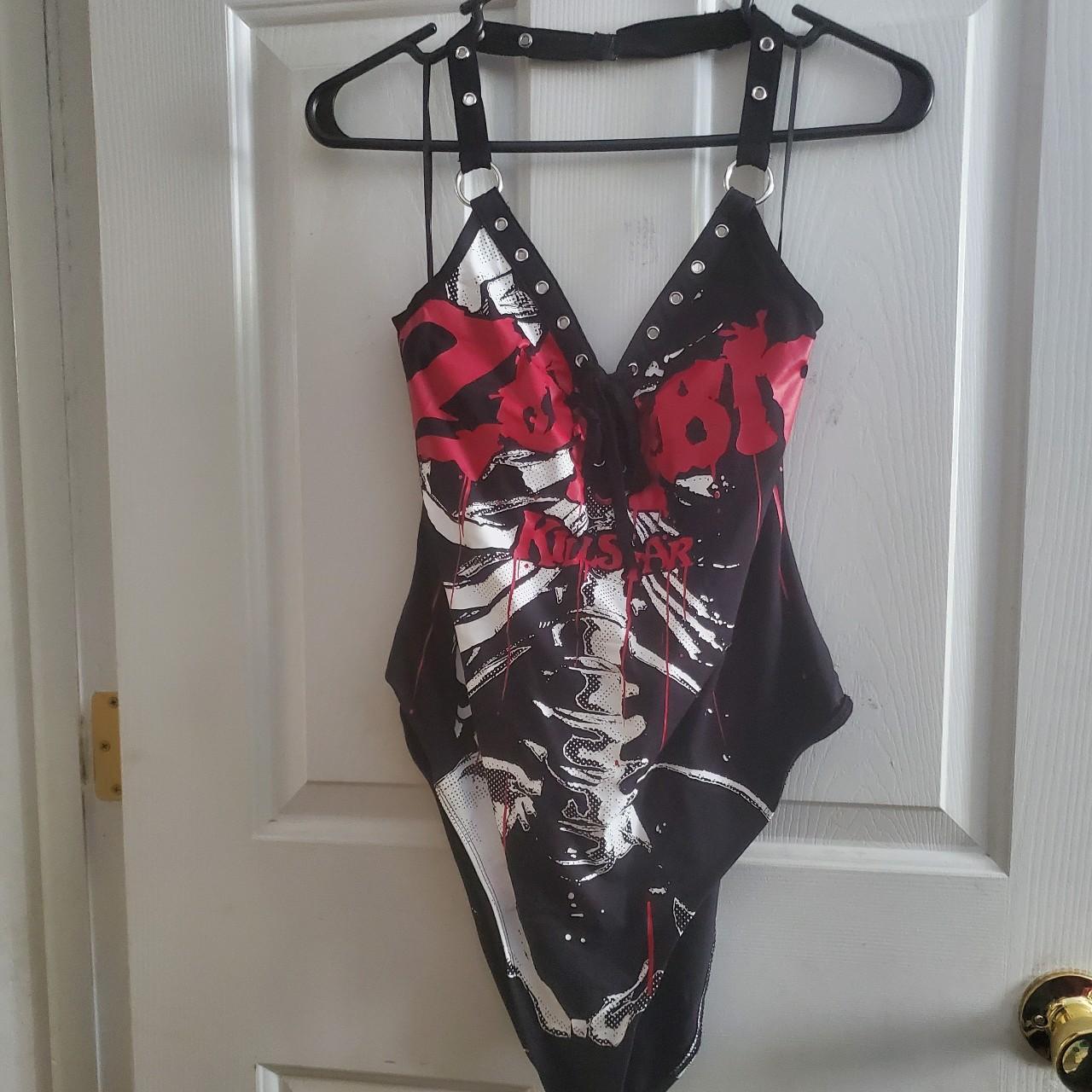 Killstar Women's Black and Red Jumpsuit Depop