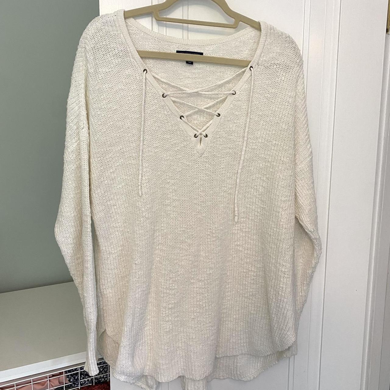 American eagle lace up on sale sweater