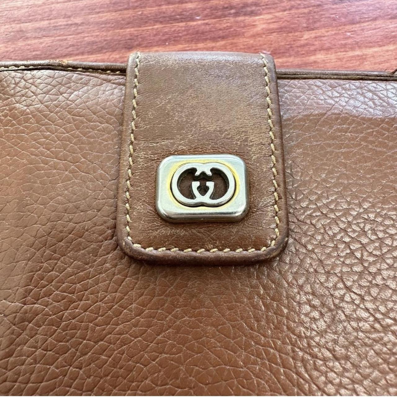 Vintage Gucci Logo Brown Fold Wallet. Signature GG - Depop