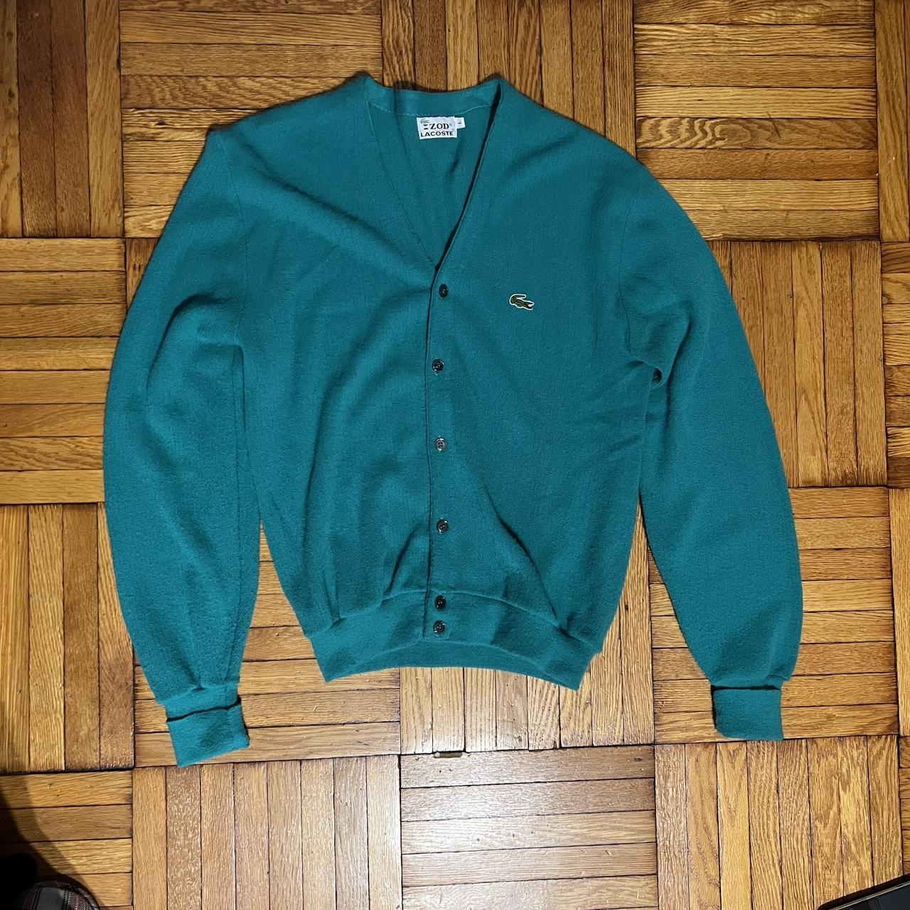 lacoste x izod fitted cardigan sorta like a teal... - Depop