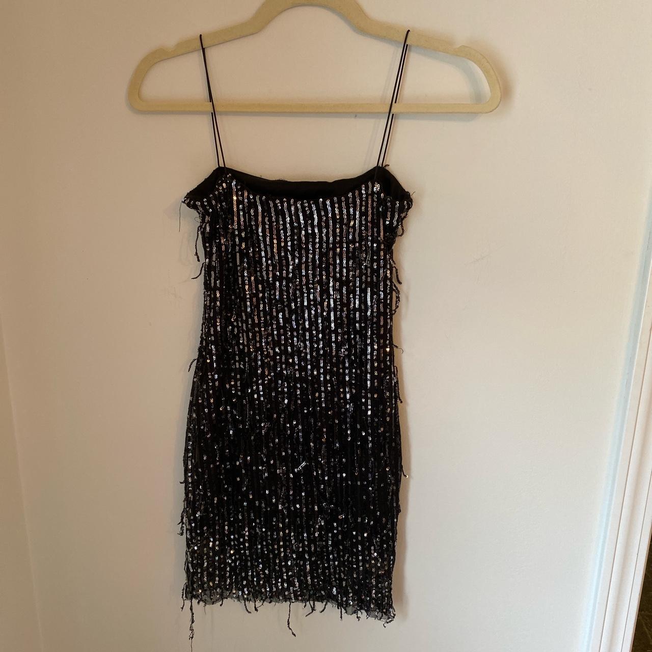 Dolls Kill black and silver sparkly mini dress Size... - Depop