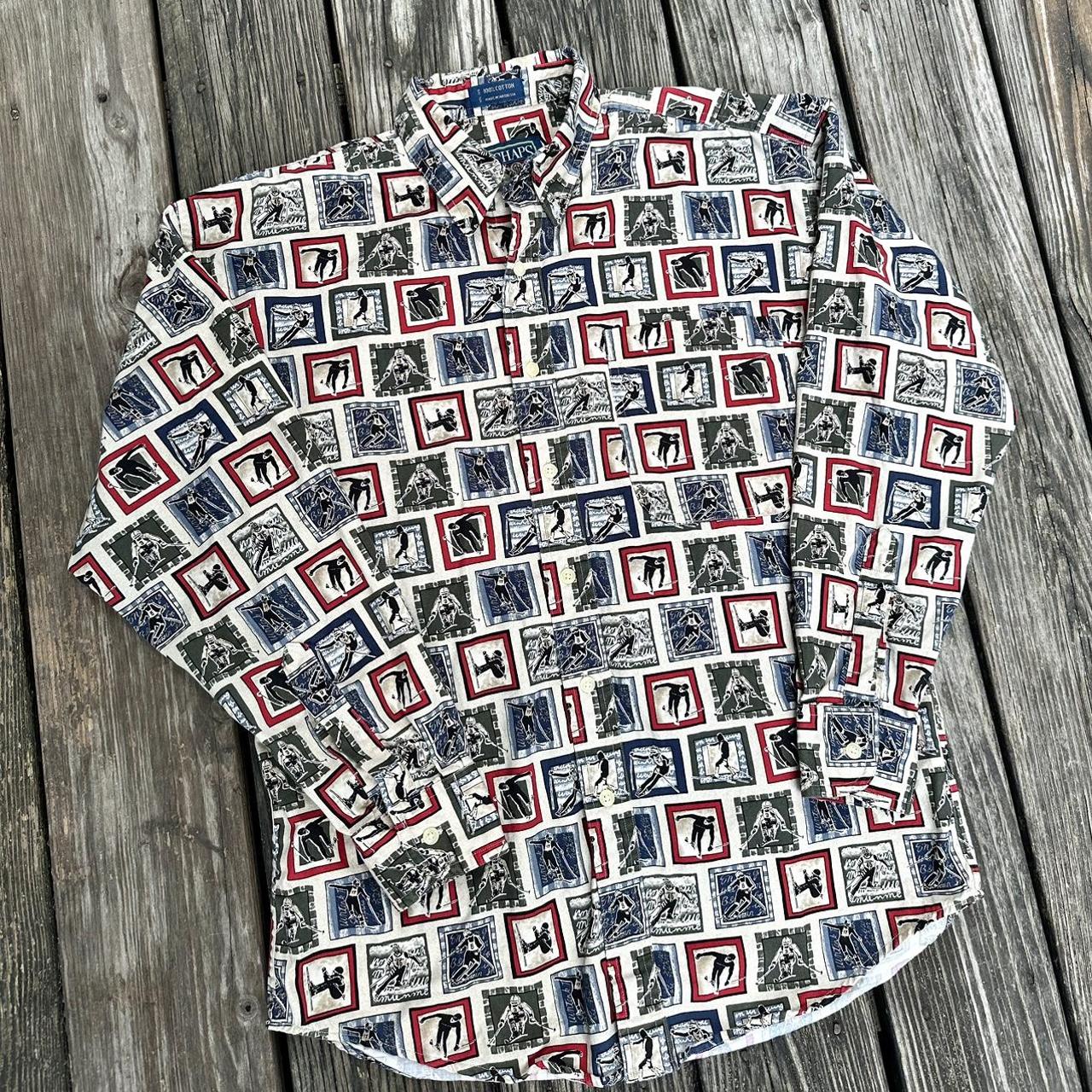 Chaps Ralph Lauren Ski All Overprint Button up Shirts // Polo
