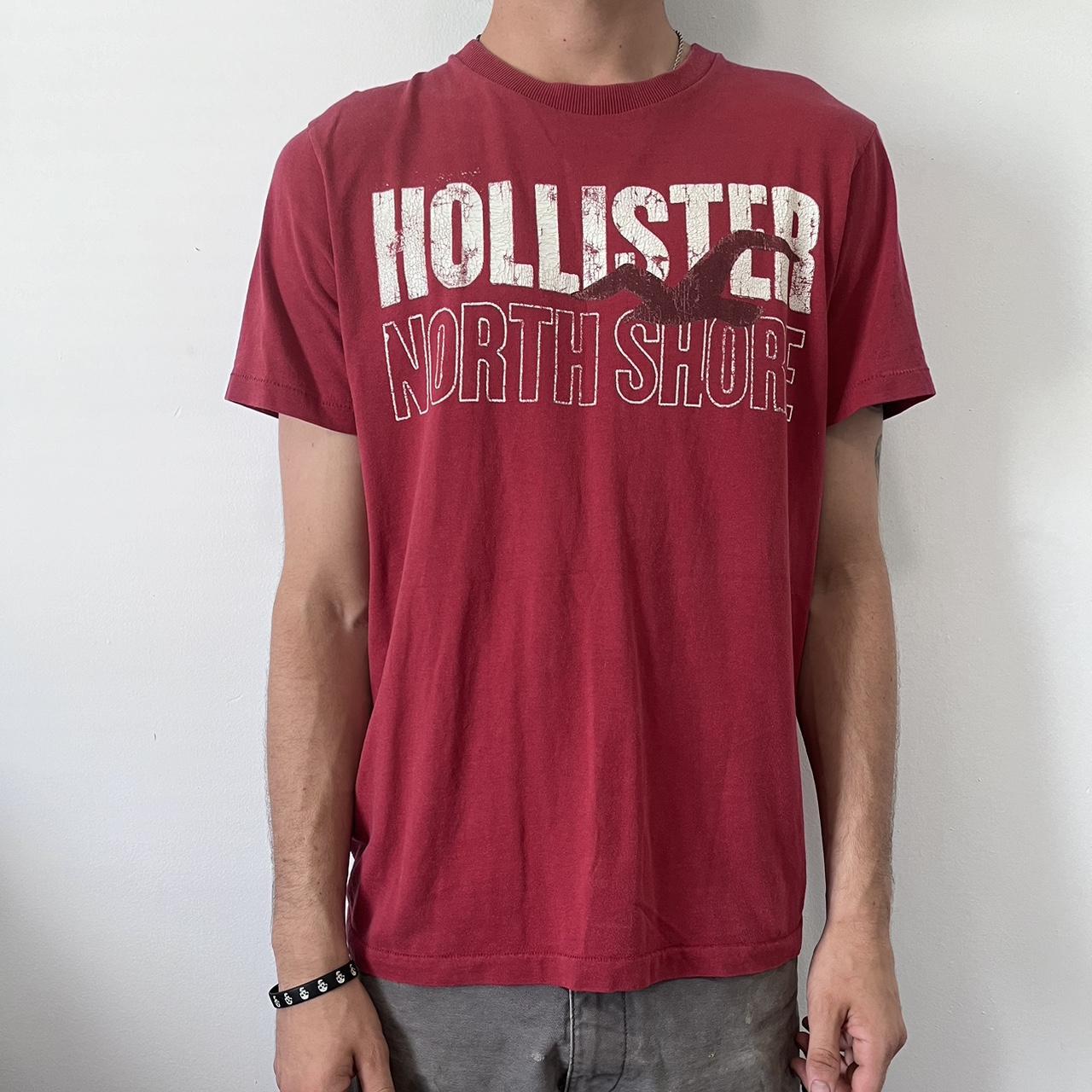 Unisex red hollister north shore vintage t shirt. Depop