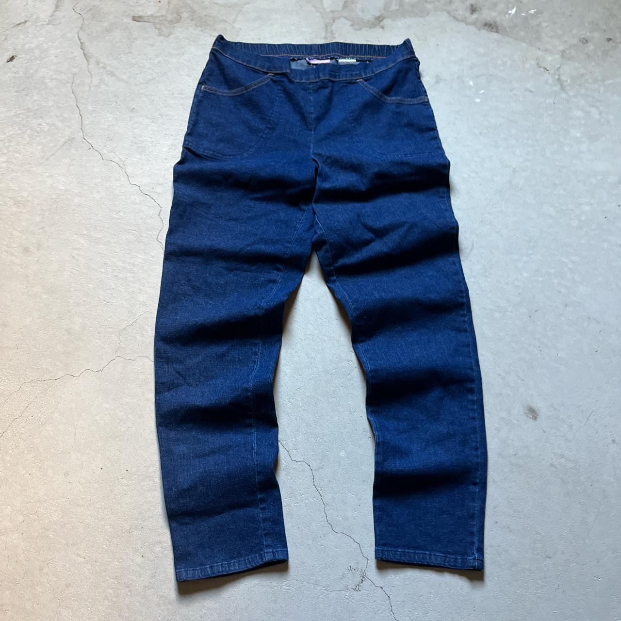 vintage elastic waist real size jeans 🧸free... - Depop
