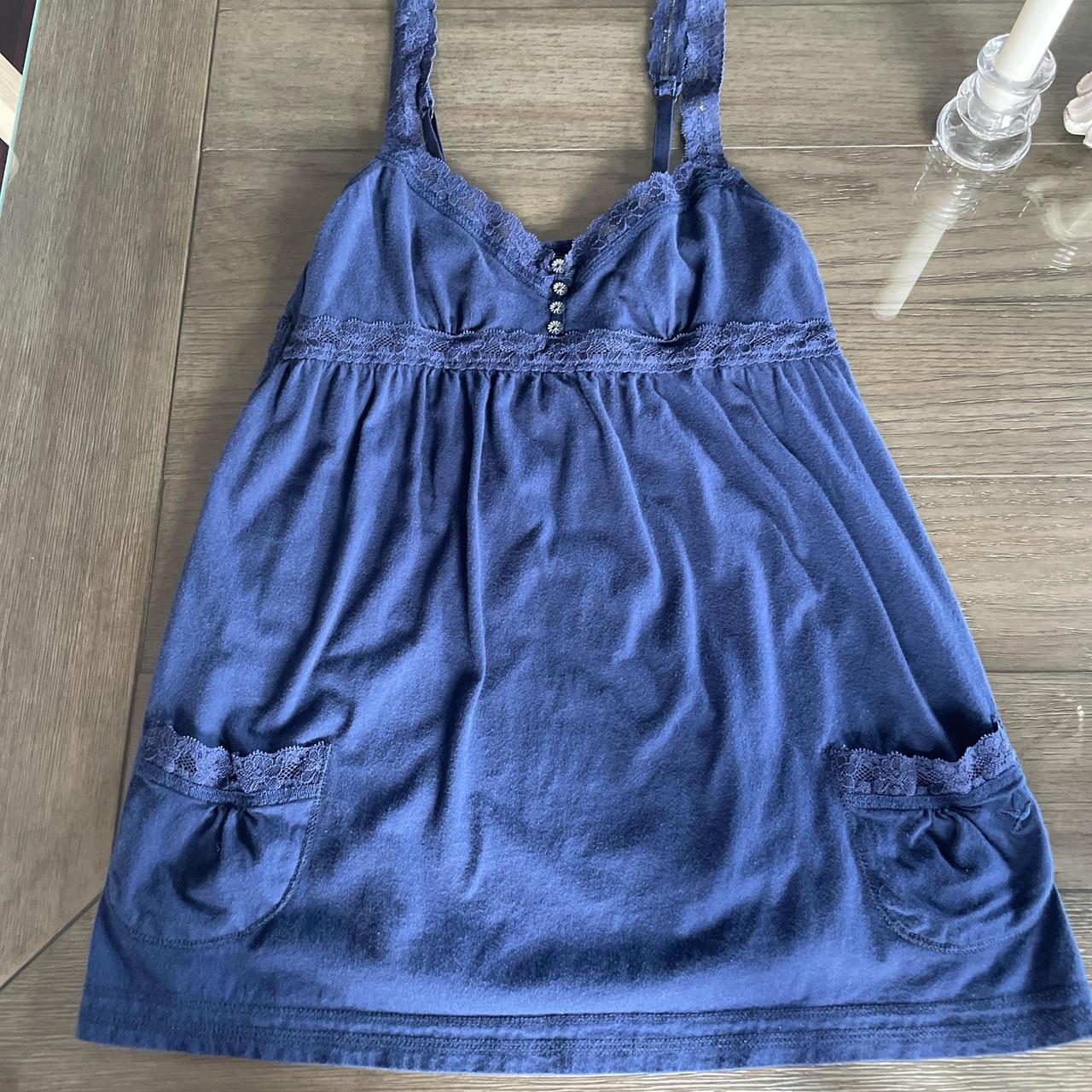 - Navy Blue Babydoll Aerie Tank - Super cute lacing... - Depop
